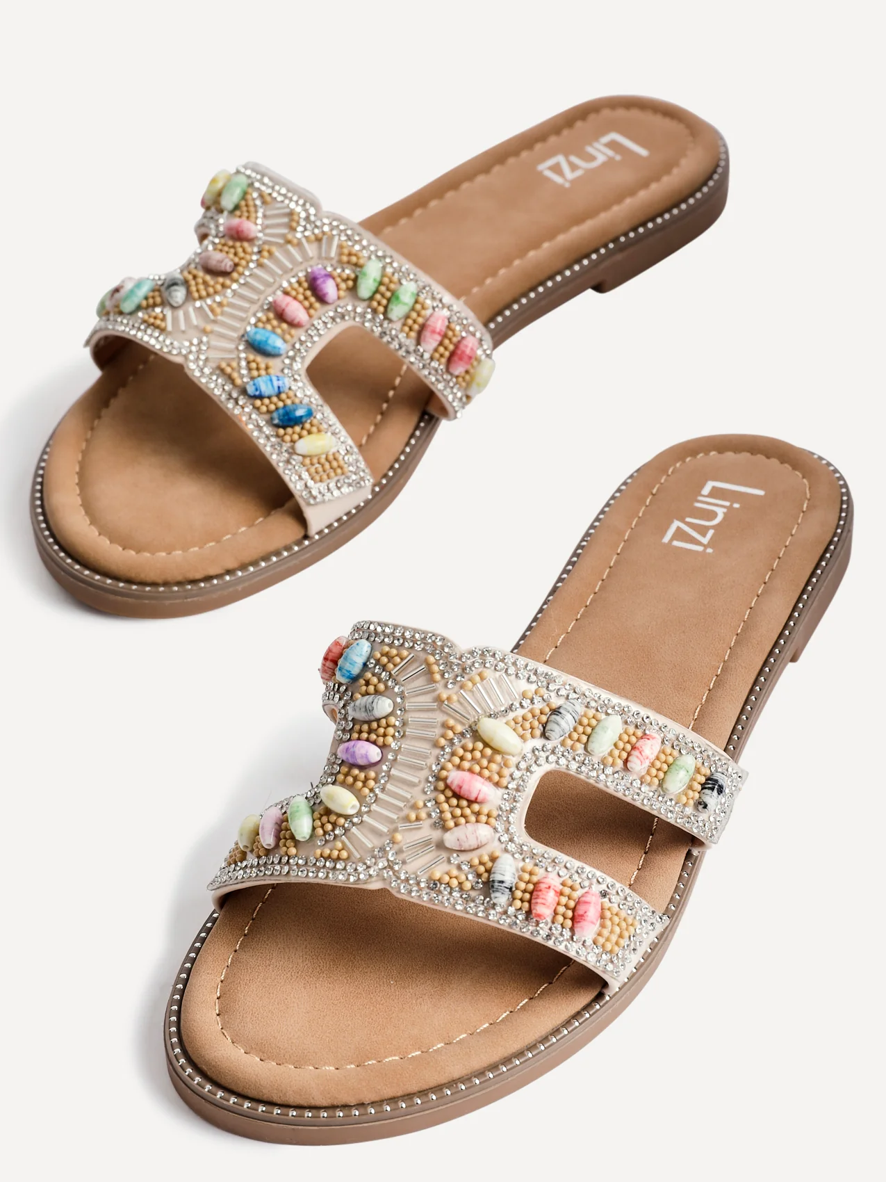 Nerissa Diamante Beaded Flat Sandals - Image 5
