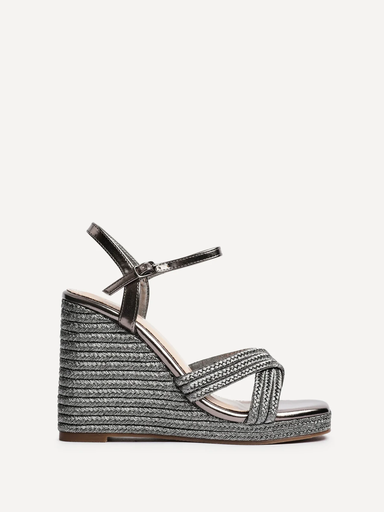 Nikki Pewter Crossover Rope Wedges - Image 2