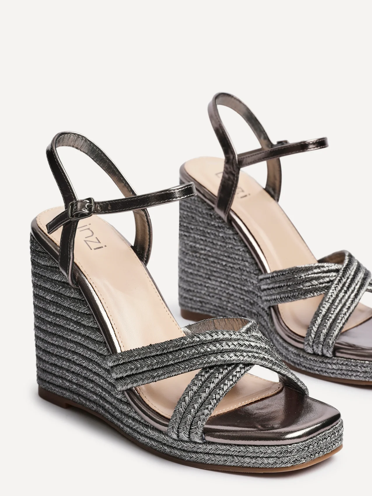Nikki Pewter Crossover Rope Wedges - Image 4