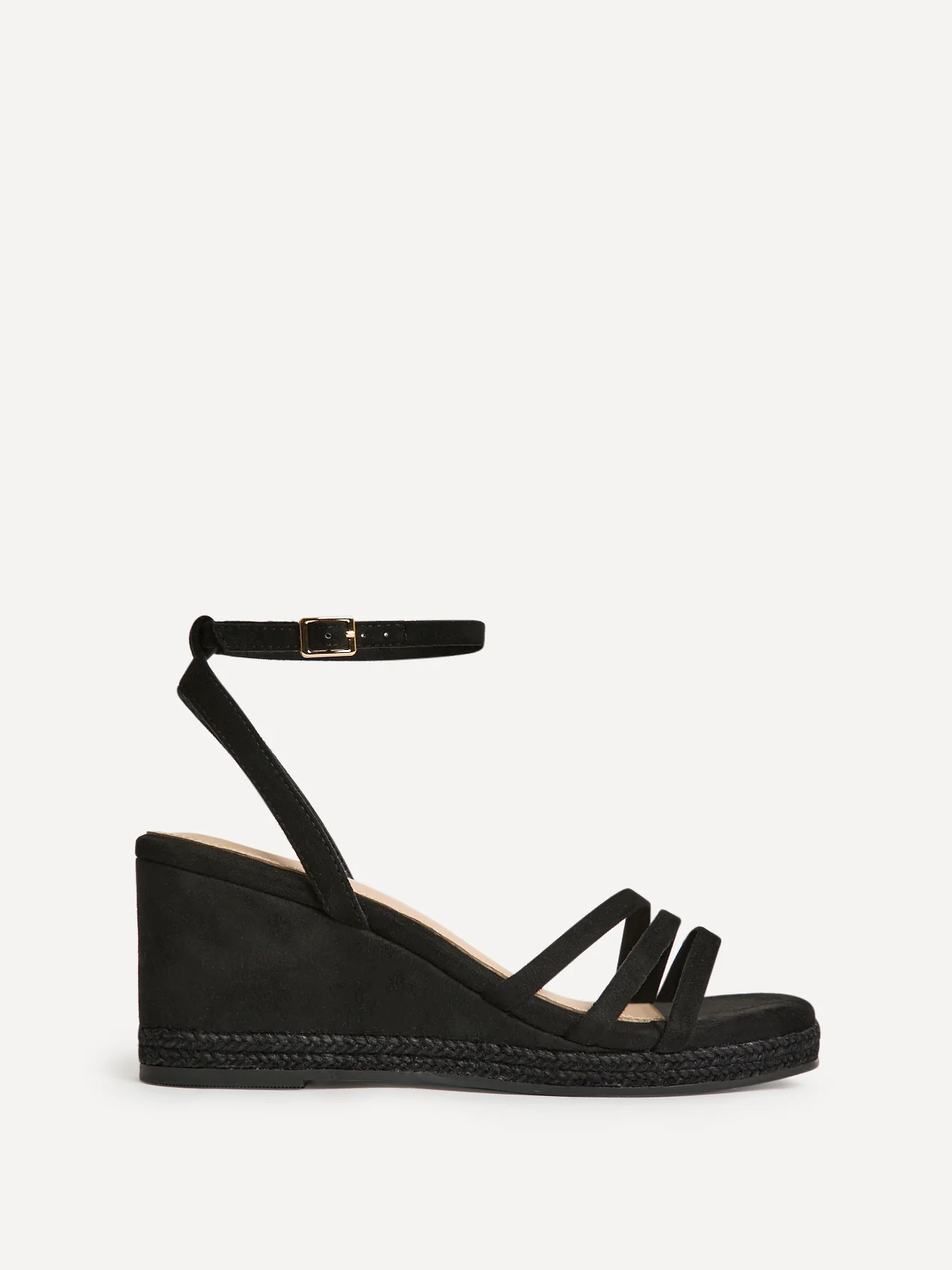 Noma Black Strappy Wedge Sandal - Image 2