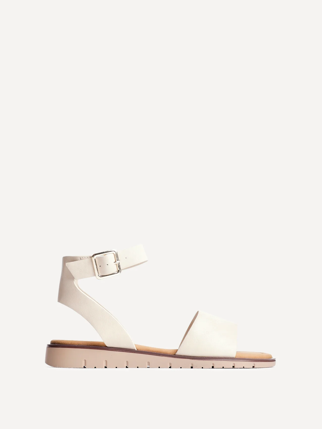 Nora Nude Faux Leather Flat Sandals - Image 2