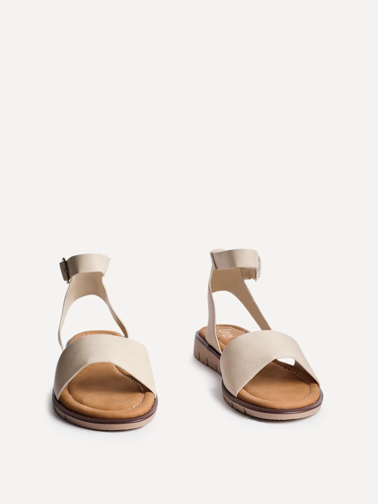 Nora Nude Faux Leather Flat Sandals - Image 3