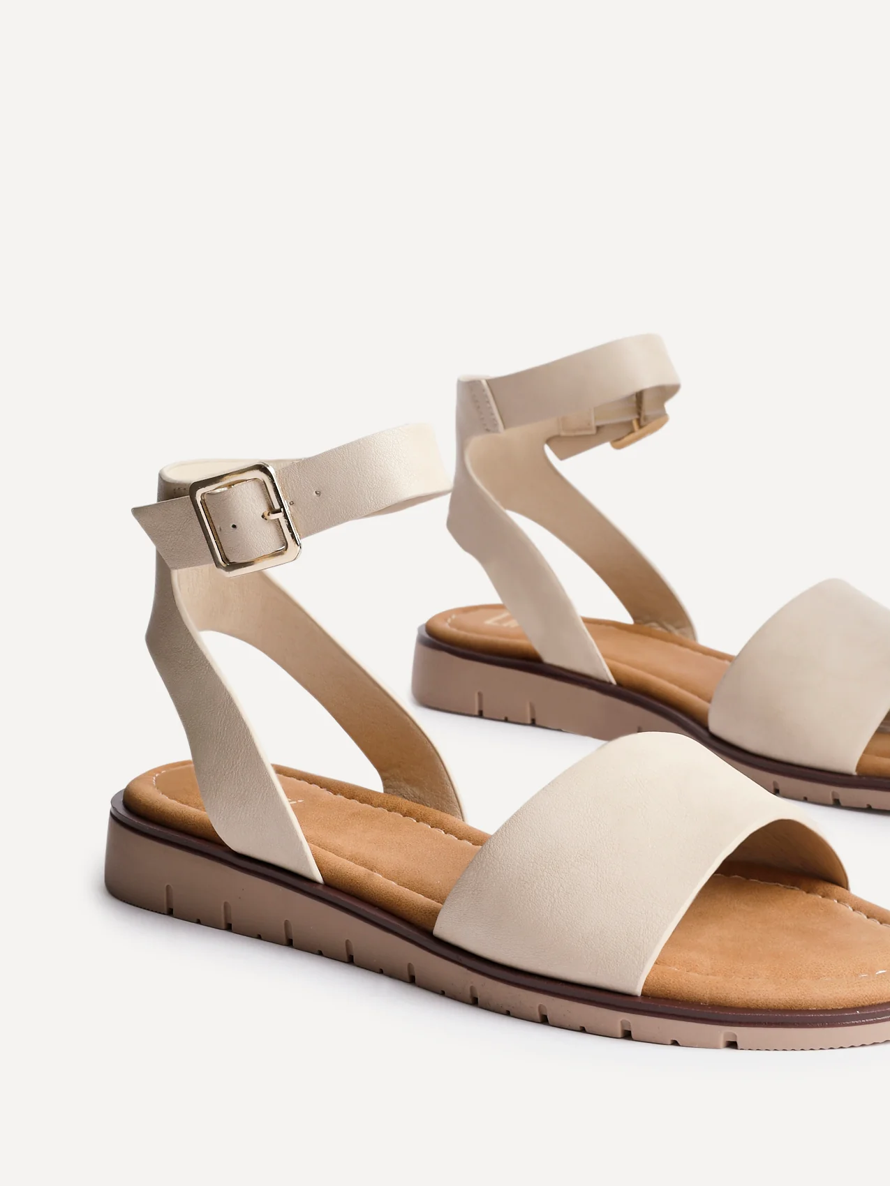 Nora Nude Faux Leather Flat Sandals - Image 4