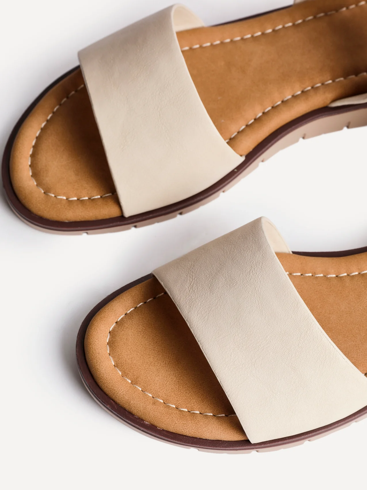 Nora Nude Faux Leather Flat Sandals - Image 5