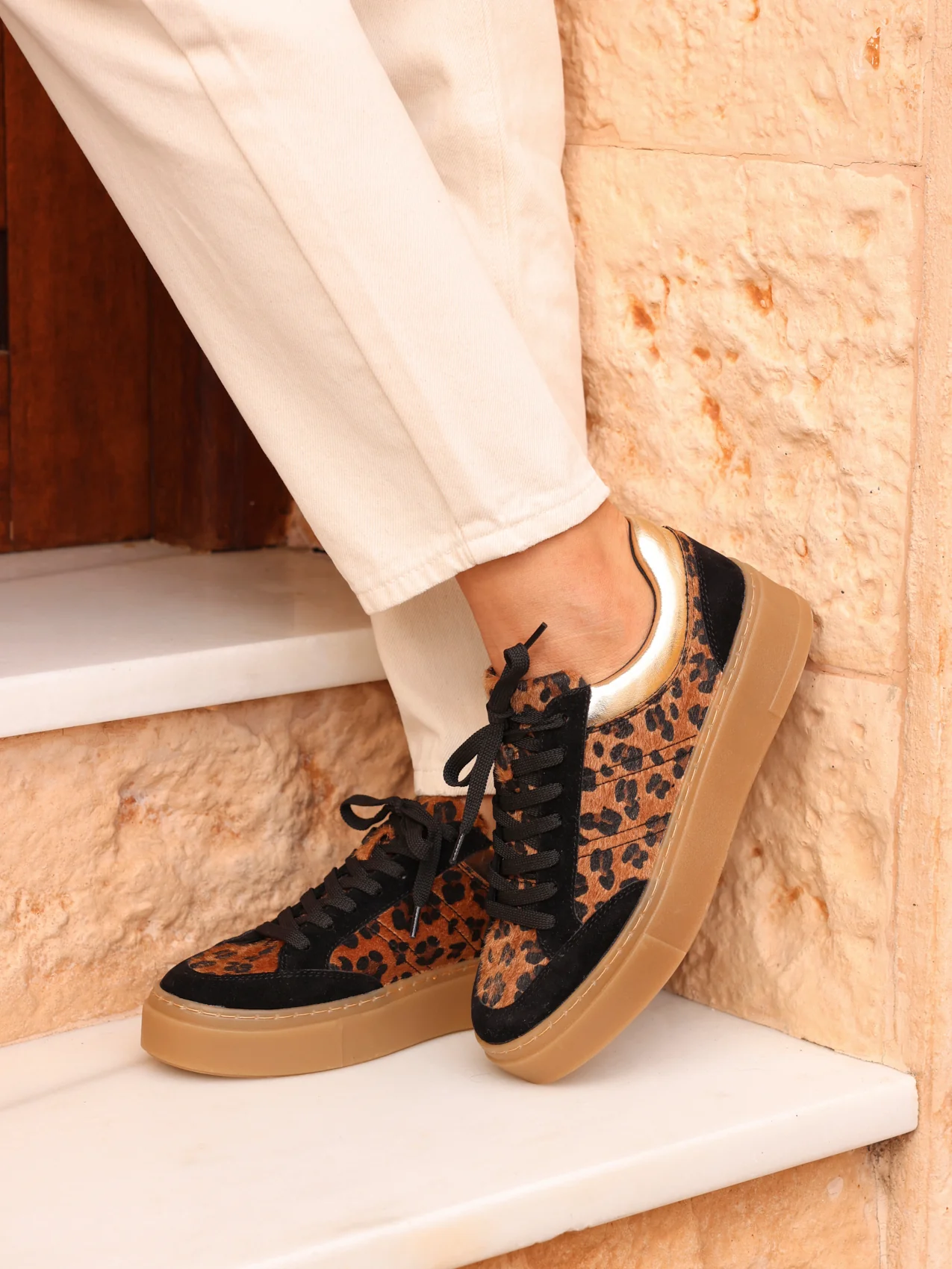 Nyra Leopard Print Trainers - Image 7