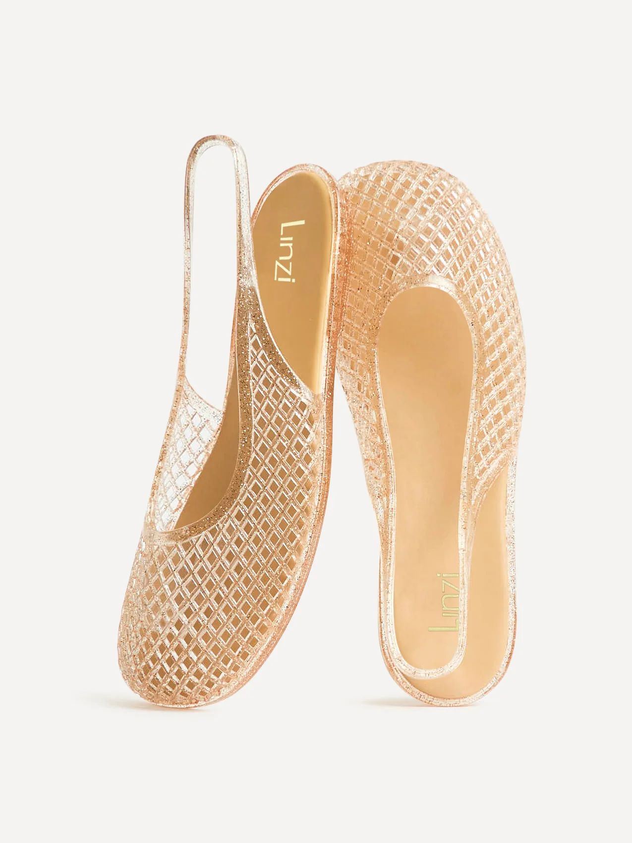 Oceana Nude Glitter Jelly Sling Back Sandals - Image 5