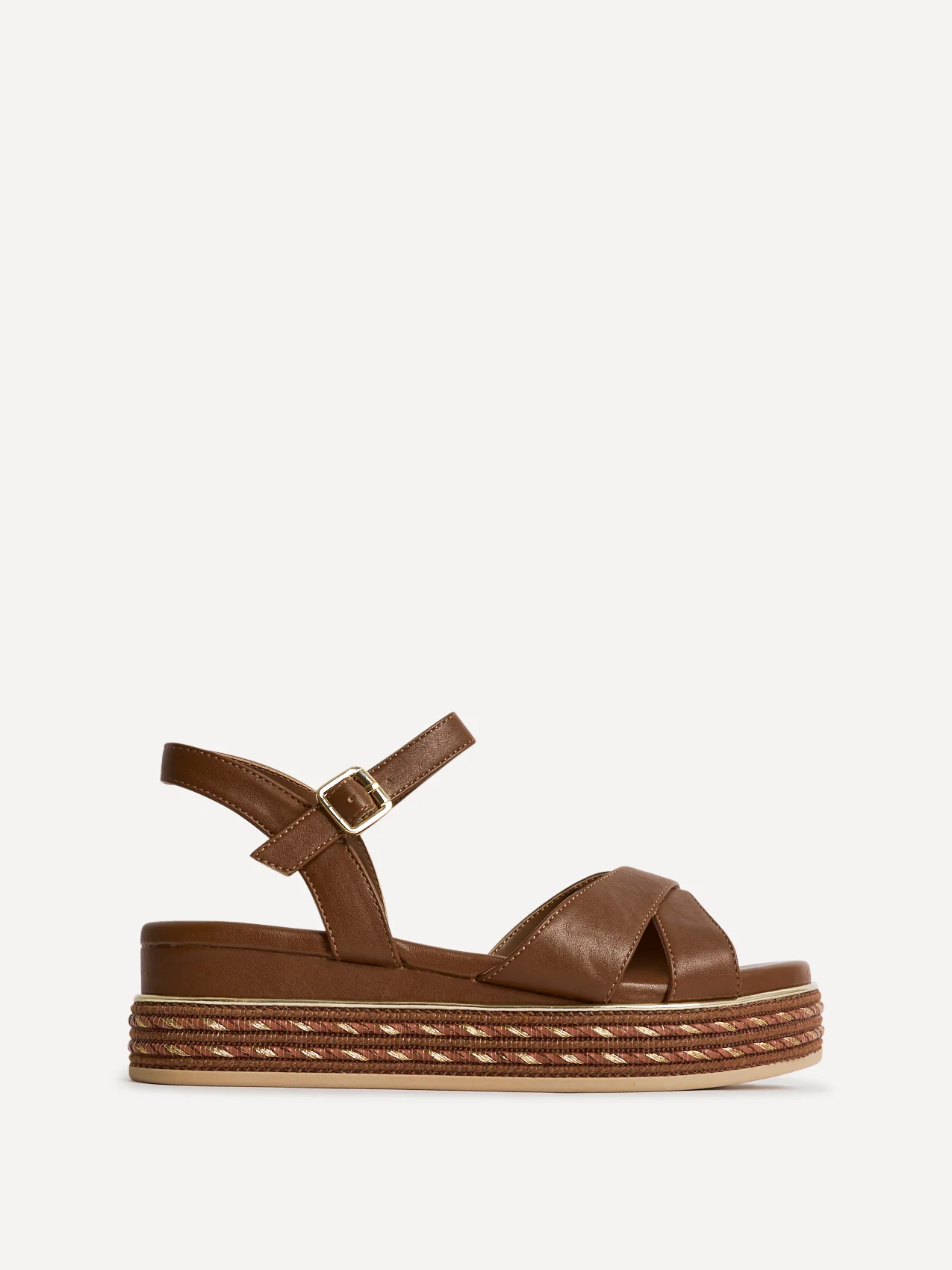Orelle Brown Flatform Sandals - Image 2
