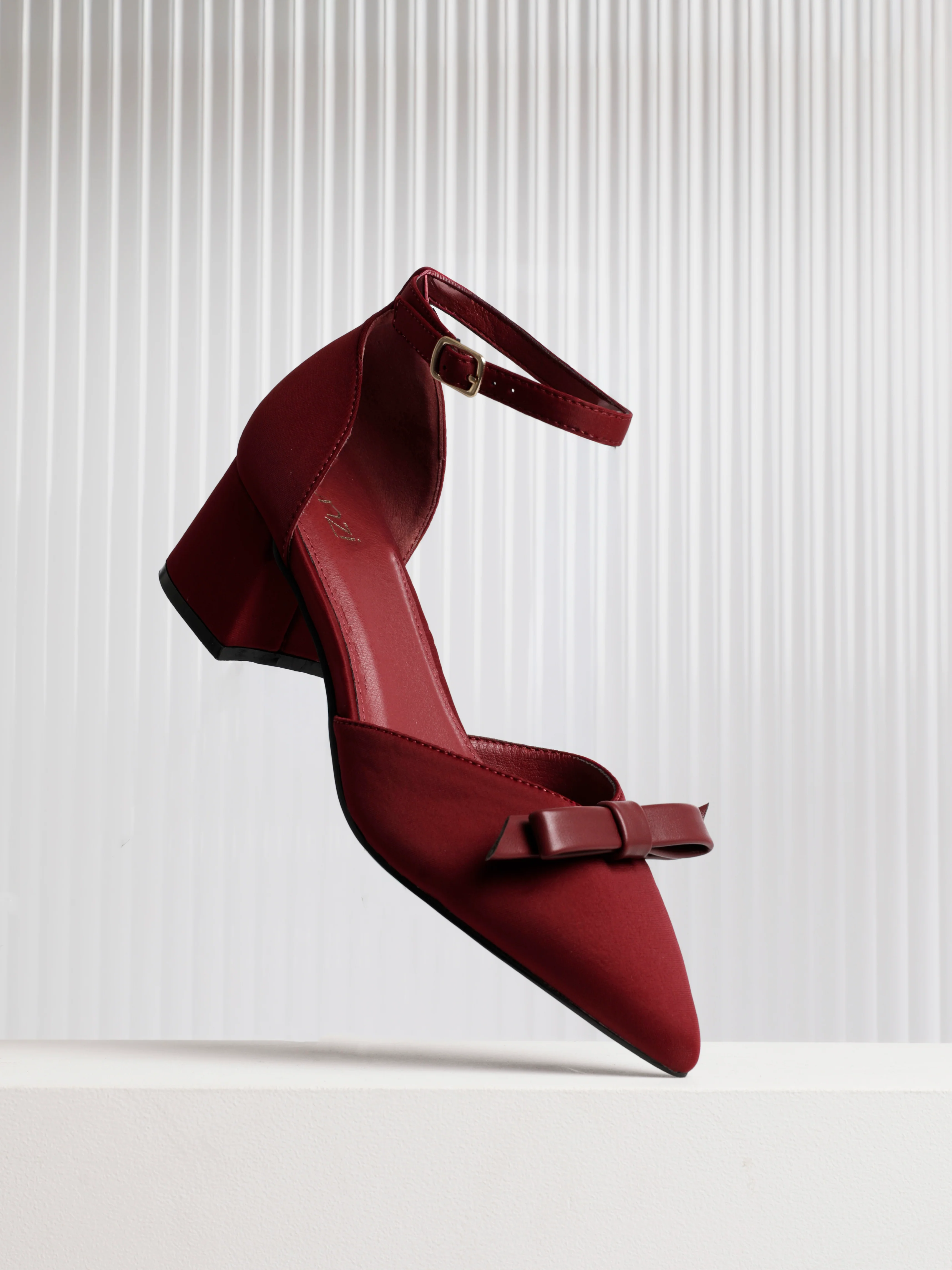 Orla Burgundy Scuba Bow Detail Court Heels