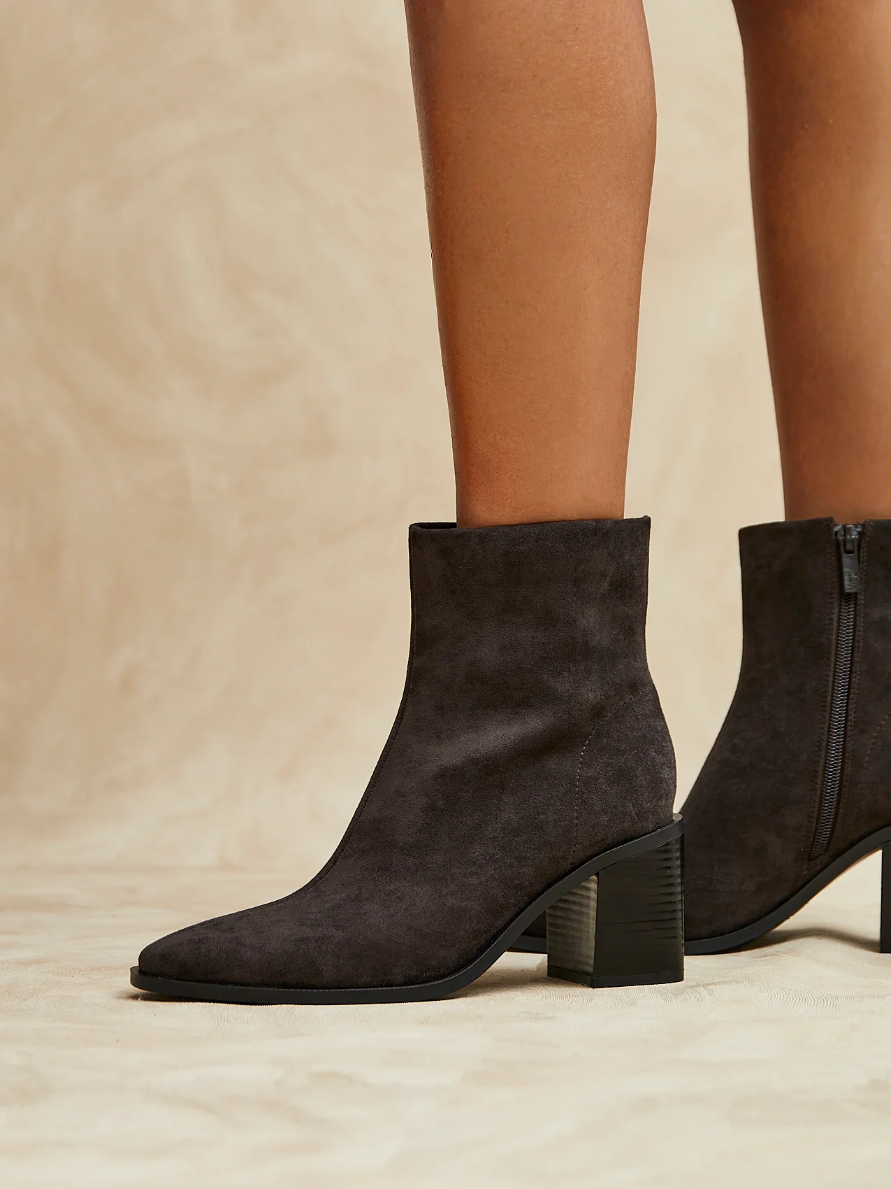 Orlando Grey Block Heeled Ankle Boots - Image 6