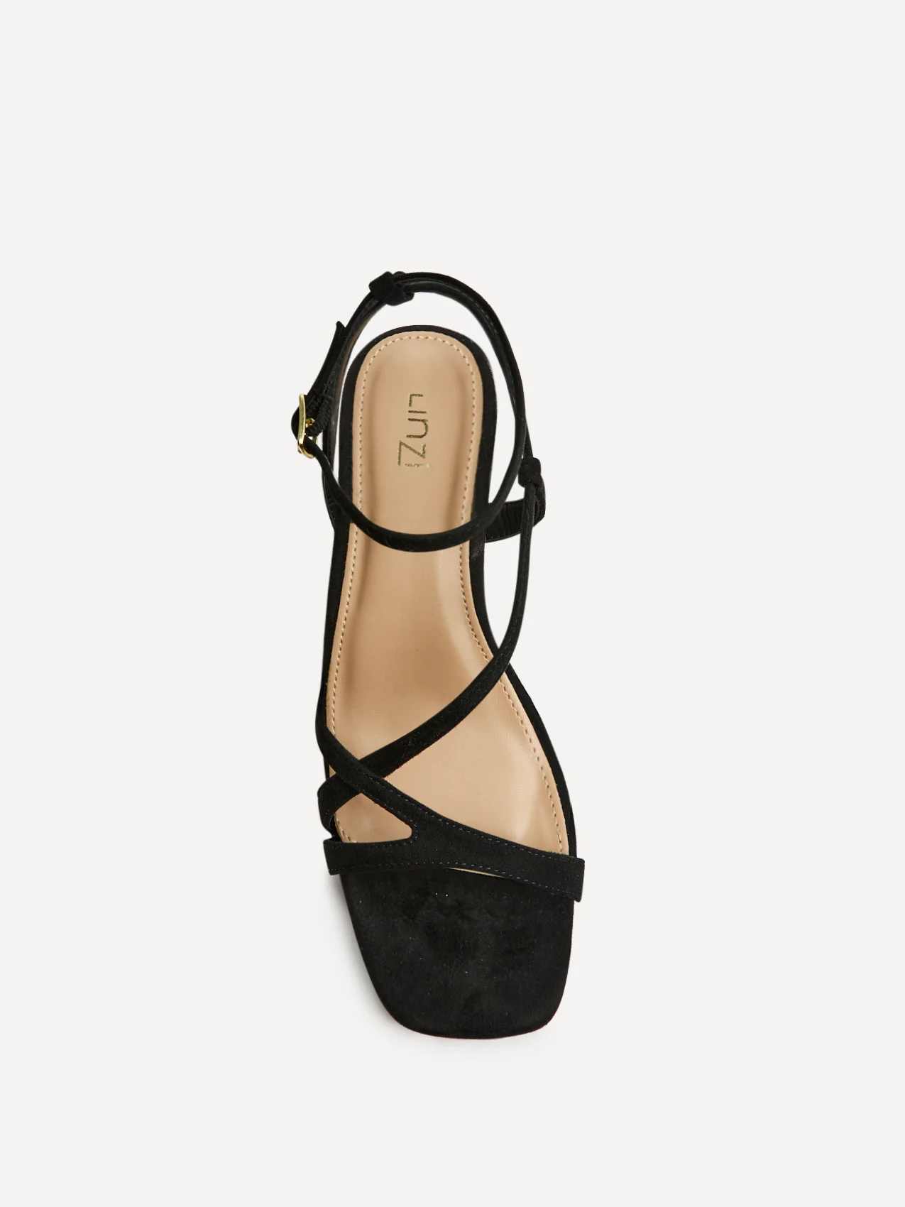 Oslo Black Faux Suede Heeled Sandals - Image 4