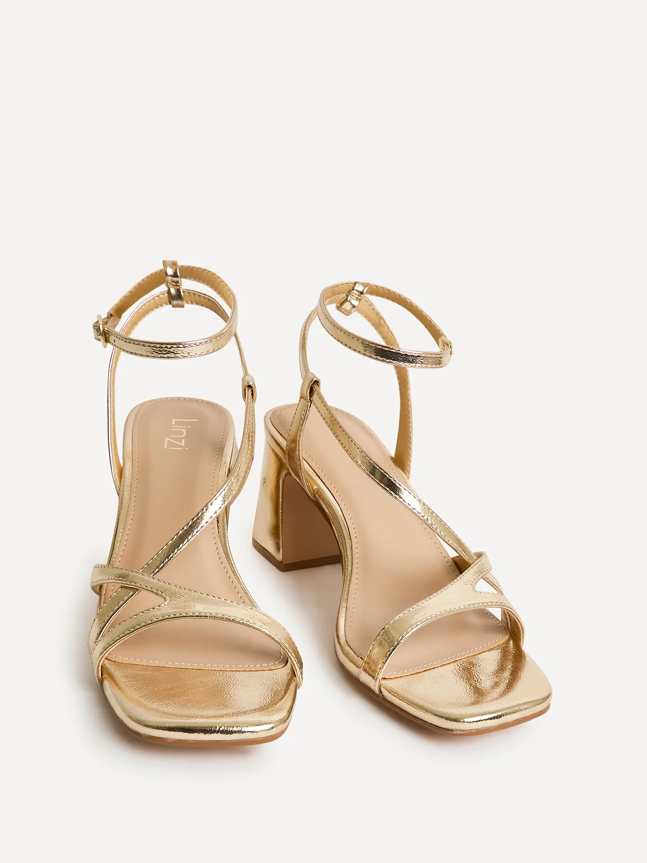 Oslo Gold Faux Leather Heeled Sandals - Image 3