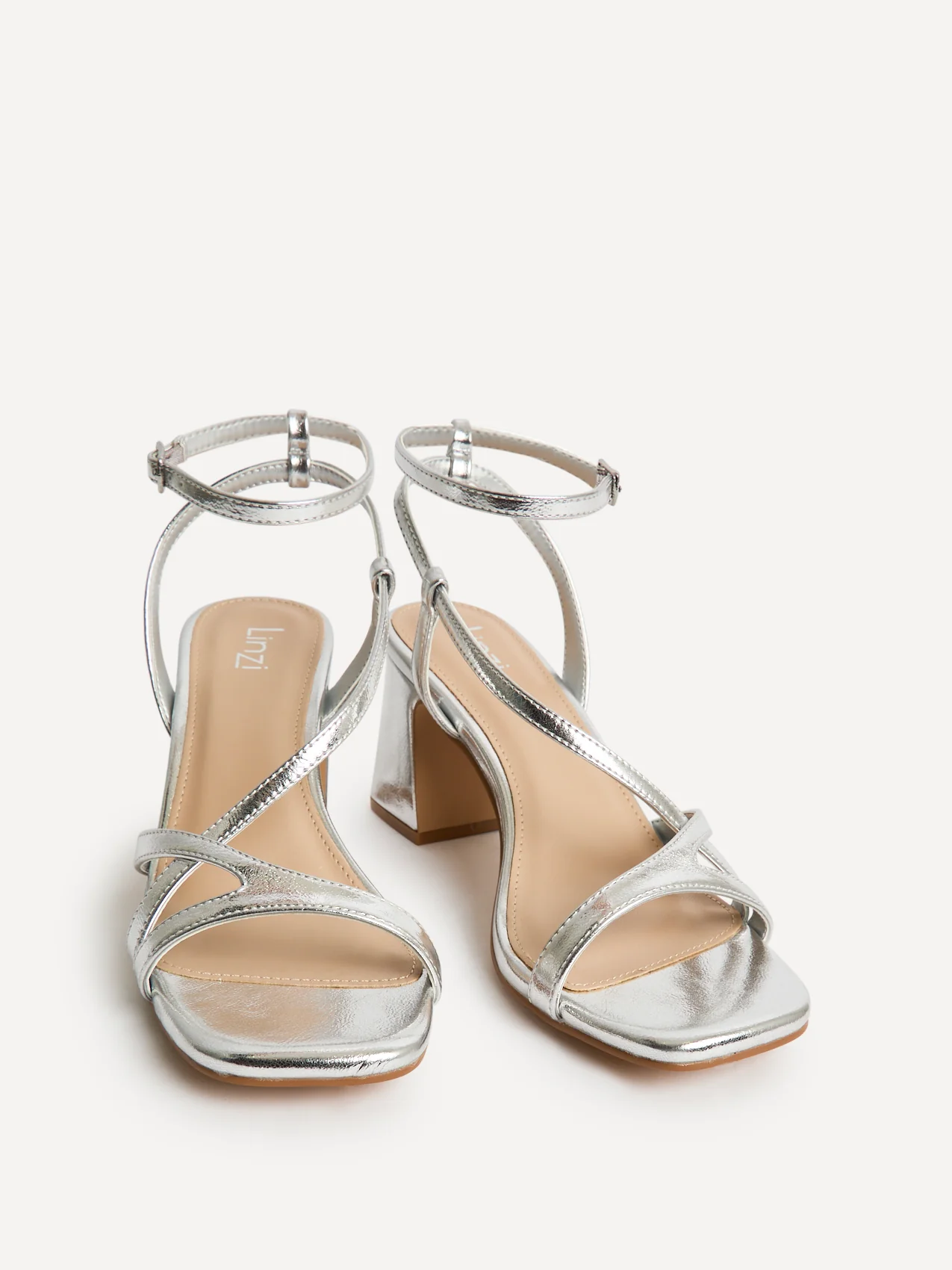 Oslo Silver Faux Leather Heeled Sandals - Image 3
