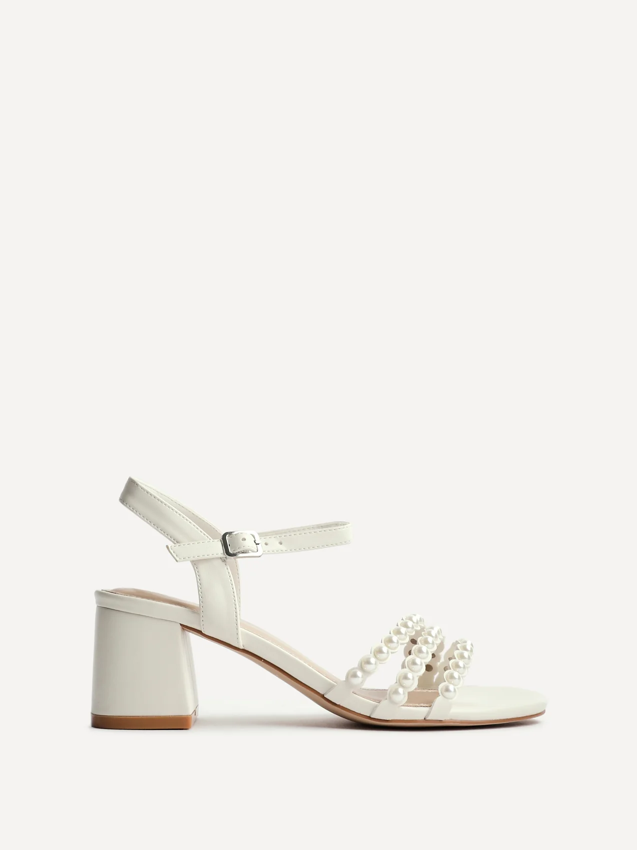 Perla Bridal Ivory Faux Leather Pearl Heels - Image 2