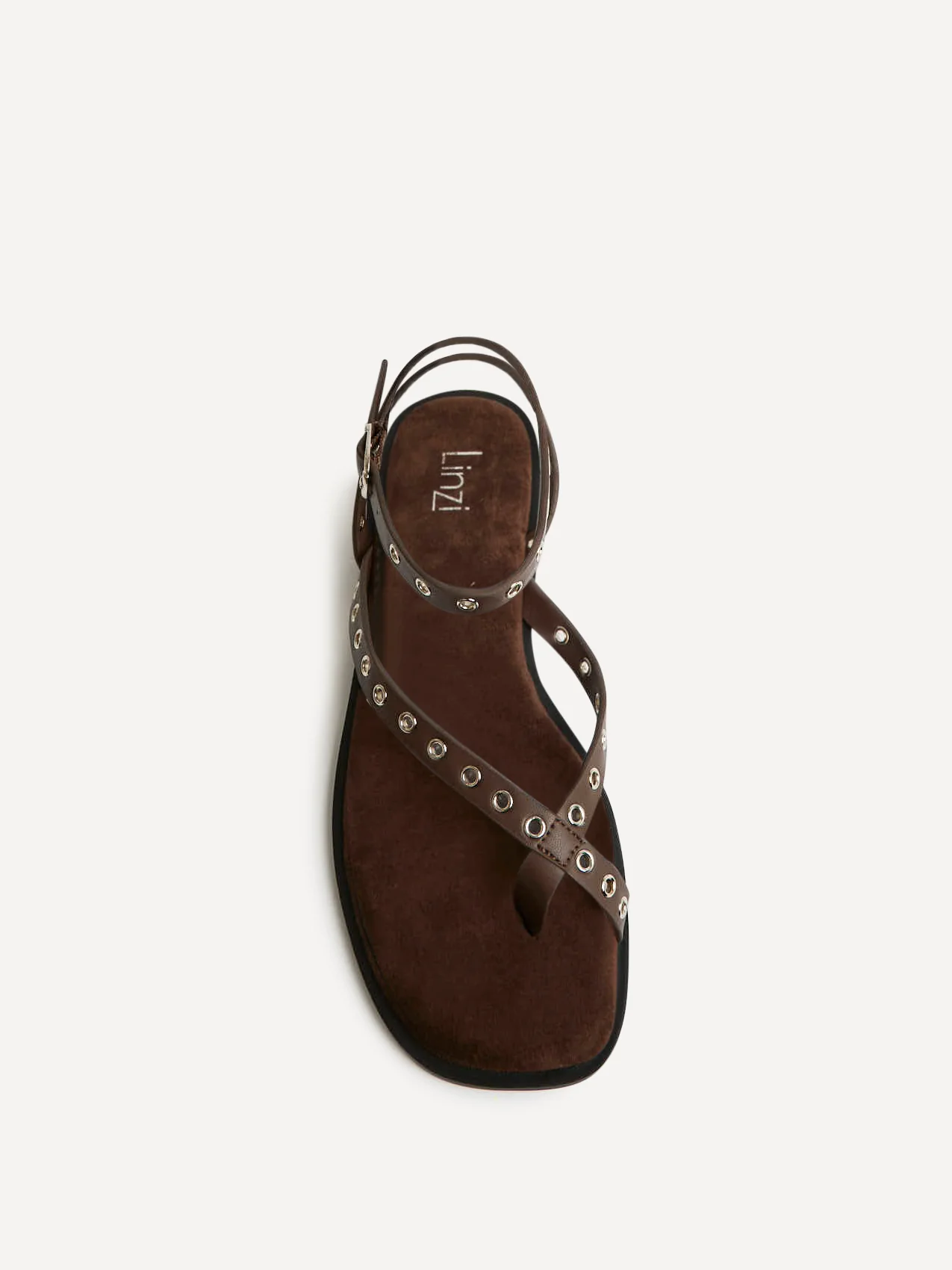 Perrie Brown Faux Suede Flat Sandals - Image 4
