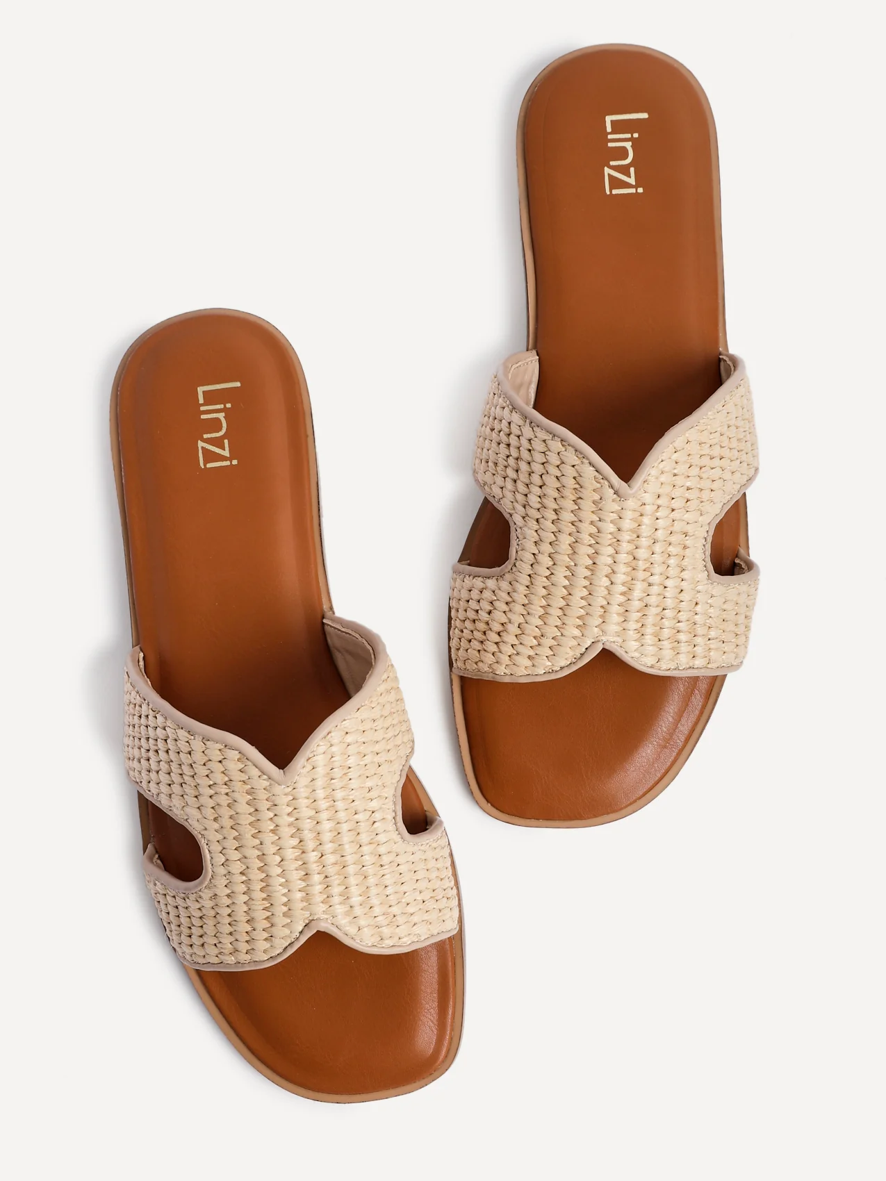 Petra Natural Raffia Link Flat Sandals - Image 5
