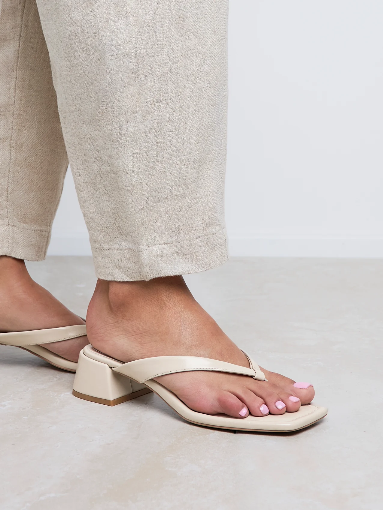 Phase Nude Faux Suede Mule Heels