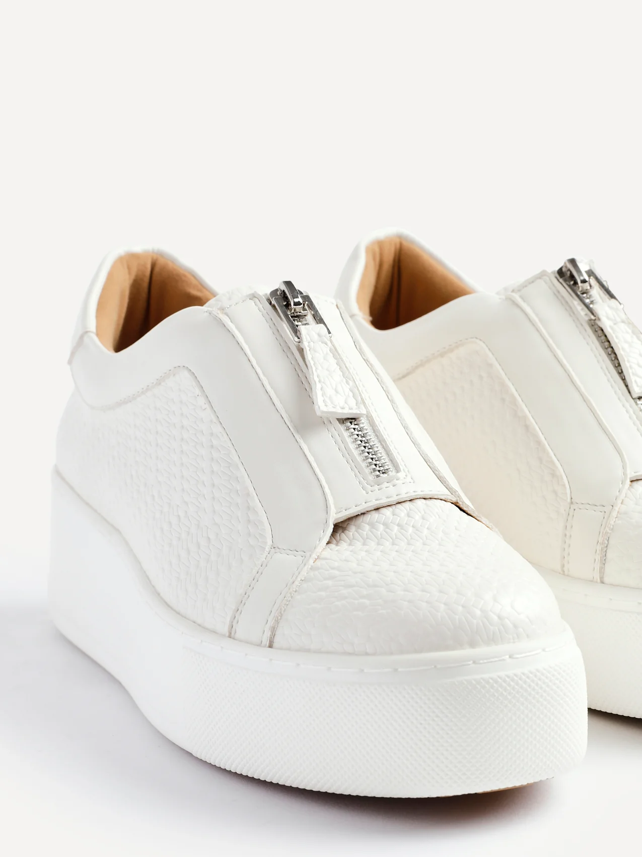Piper White Faux Leather Trainers - Image 5