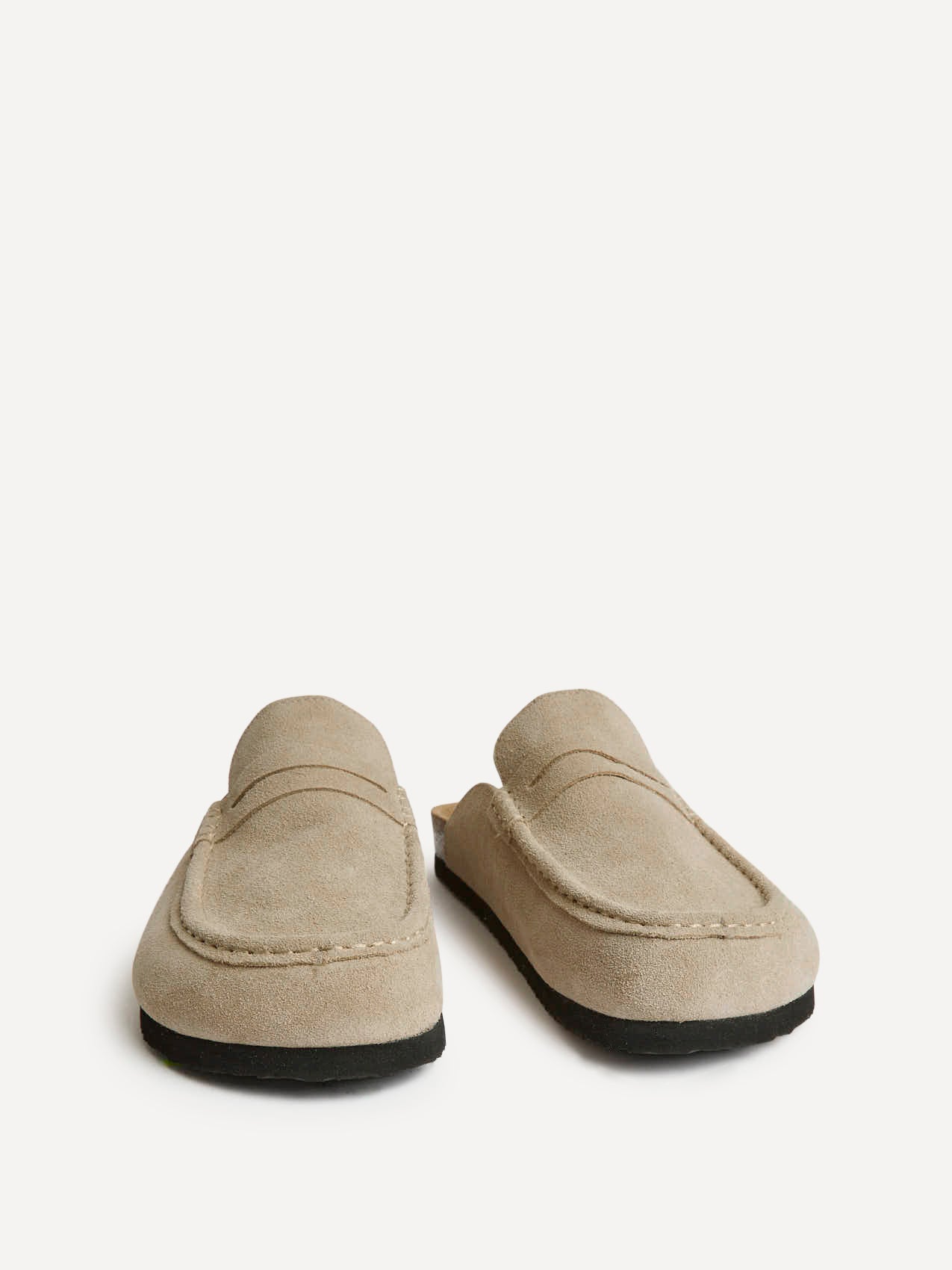 Poet Beige Real Suede Leather Mule Loafers - Image 3