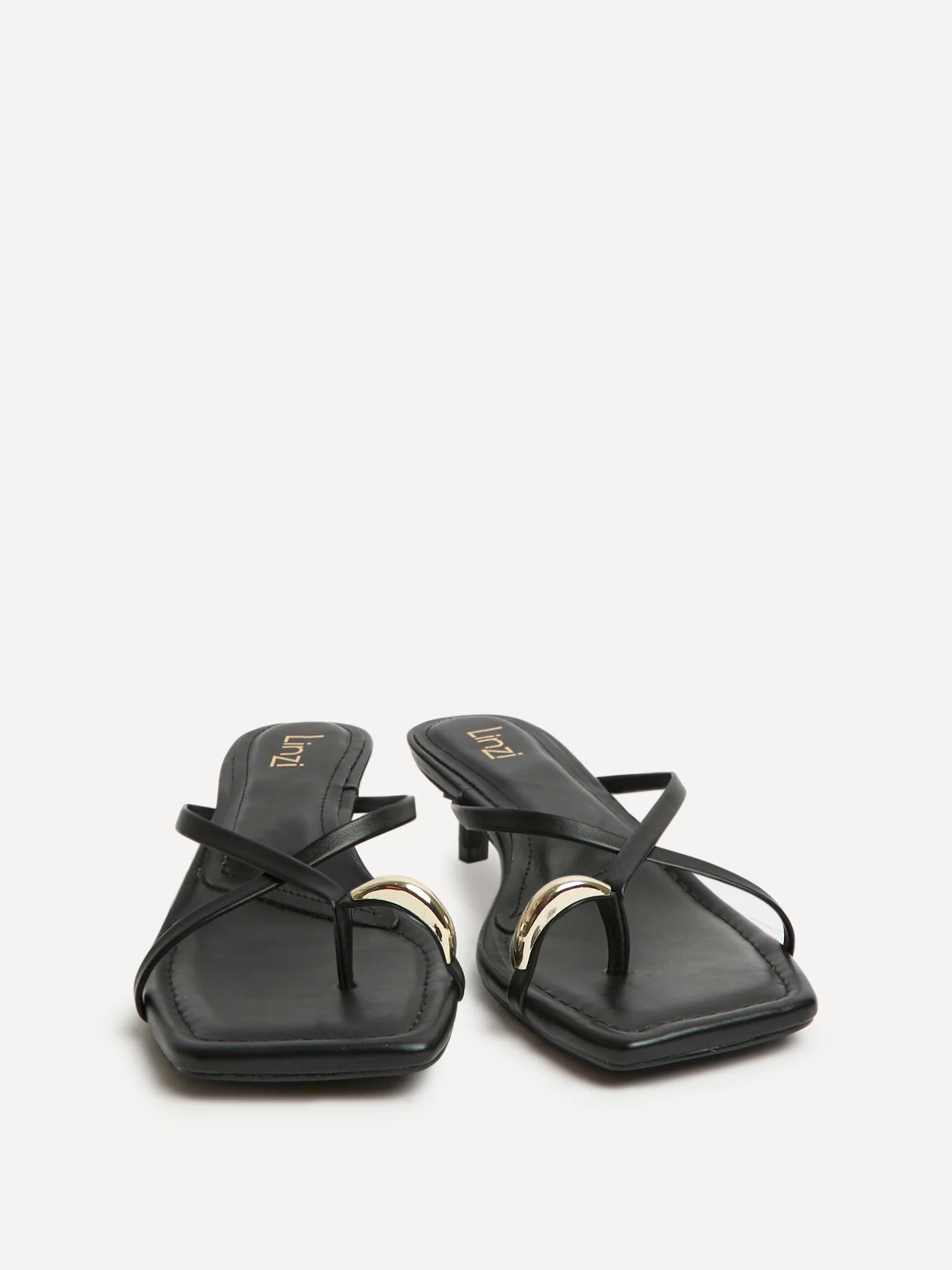 Polished Black Faux Leather Mule Heels - Image 3