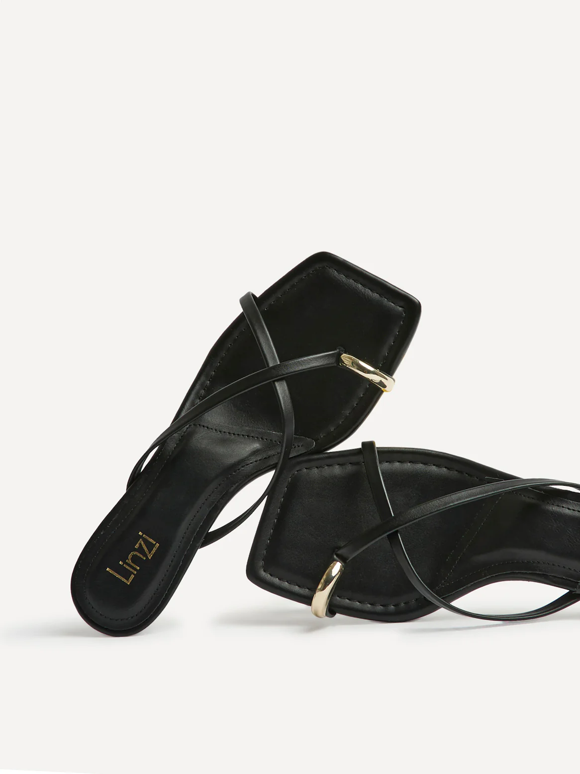 Polished Black Faux Leather Mule Heels - Image 5
