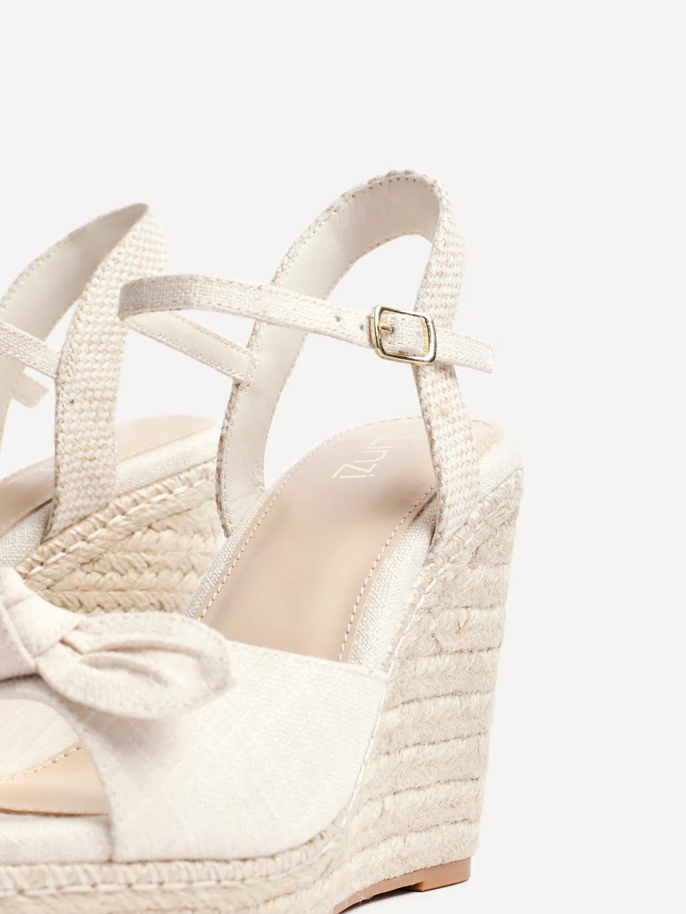 Portofino Beige Canvas Bow Detail Wedges - Image 5