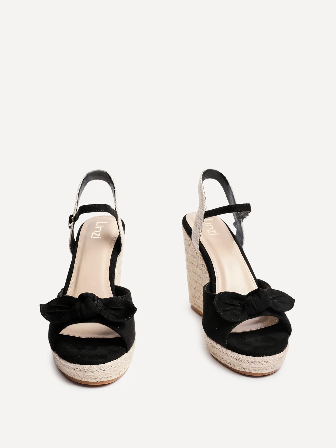 Portofino Black Bow Detail Wedges - Image 3