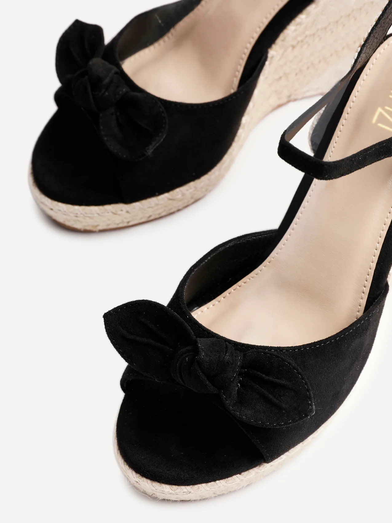 Portofino Black Bow Detail Wedges - Image 4