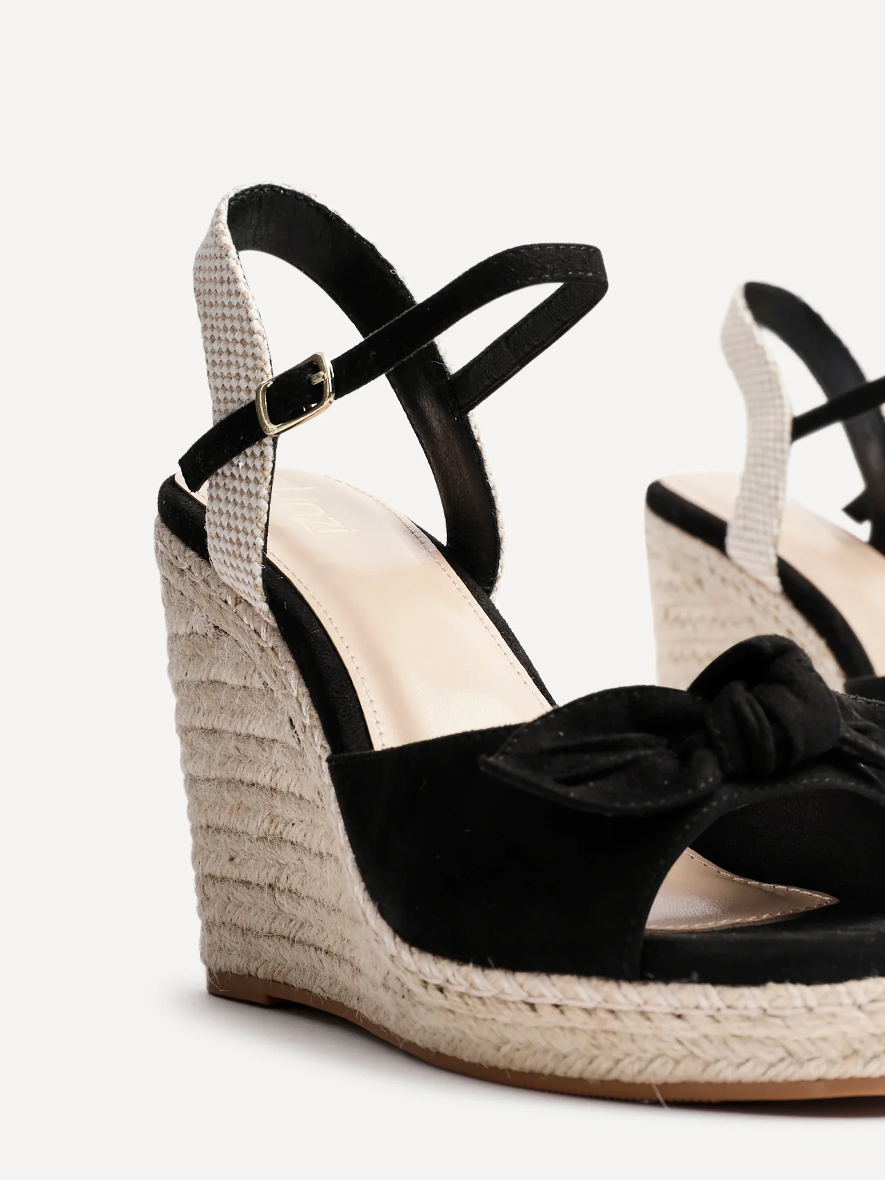 Portofino Black Bow Detail Wedges - Image 5