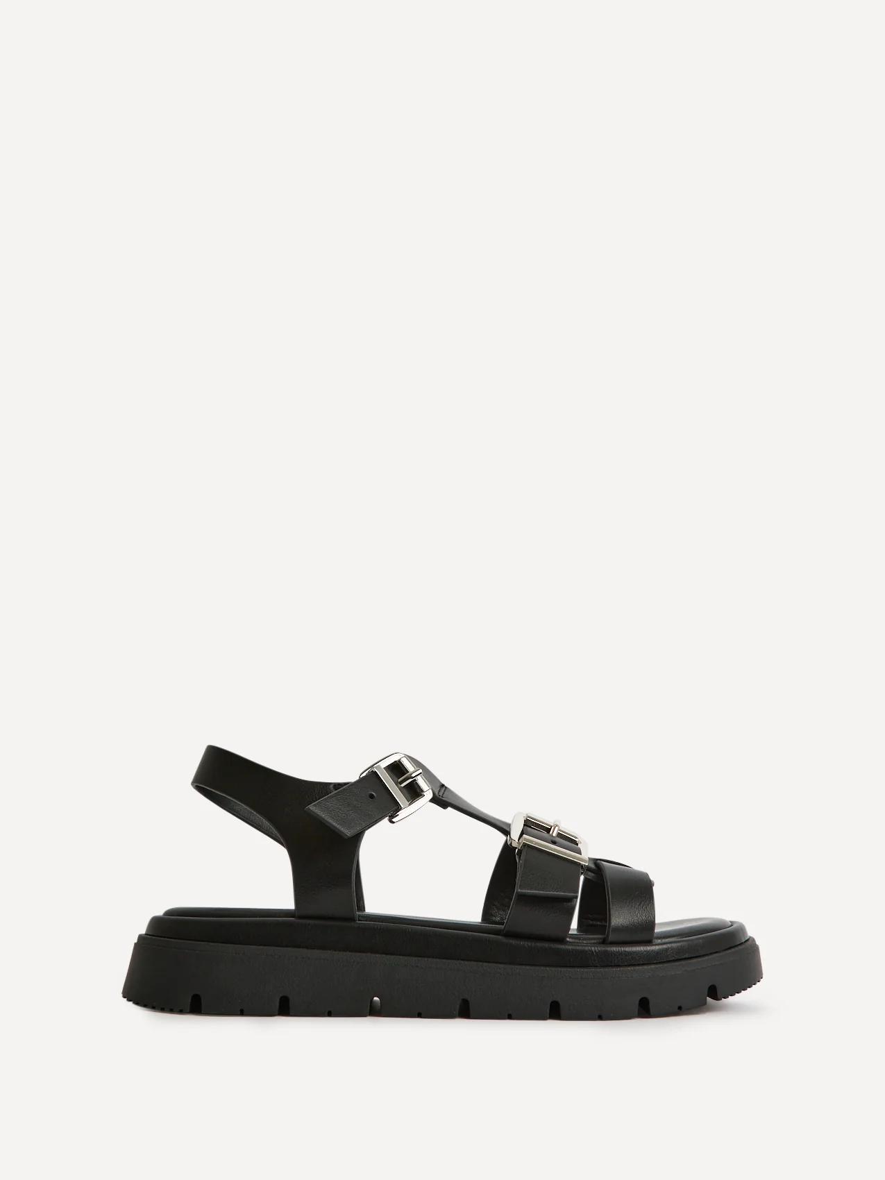 Portrait Black Gladiator Flat Sandals - Image 2