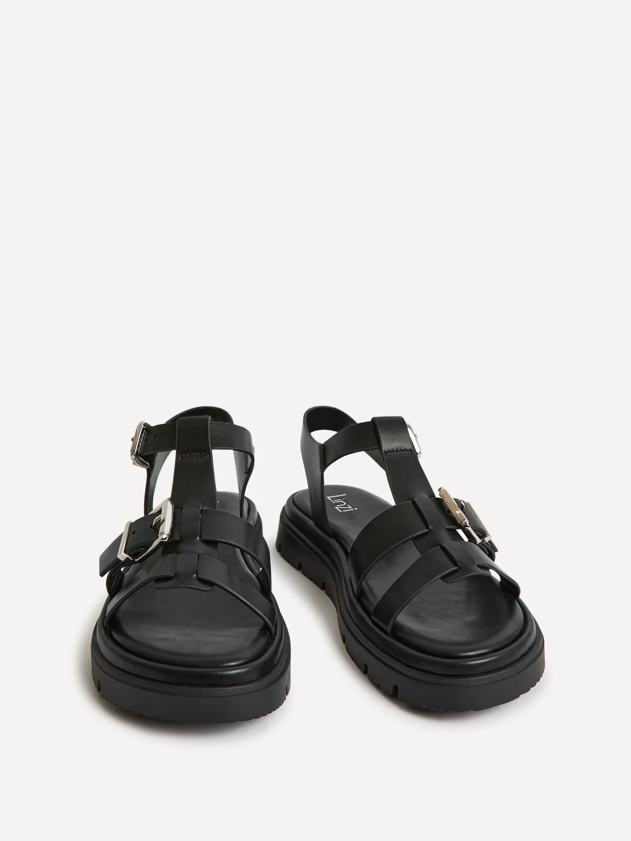 Portrait Black Gladiator Flat Sandals - Image 3