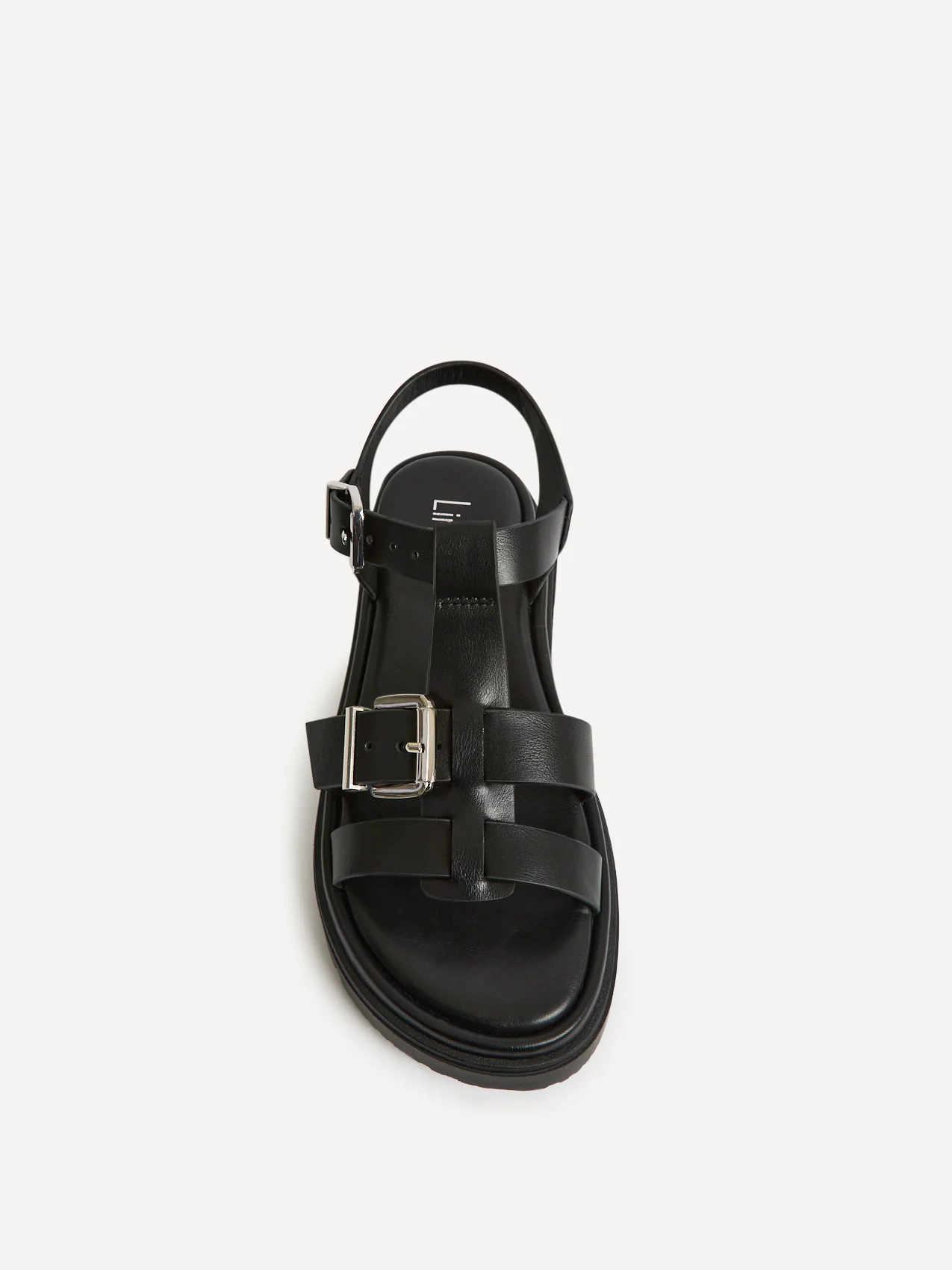Portrait Black Gladiator Flat Sandals - Image 4