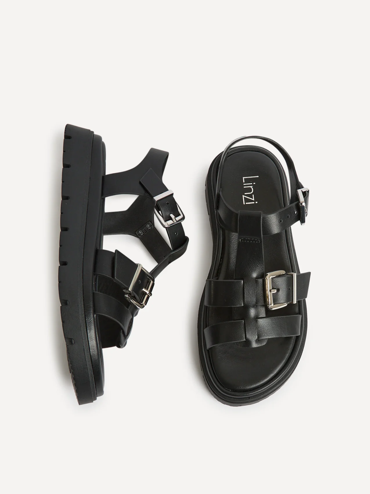 Portrait Black Gladiator Flat Sandals - Image 5