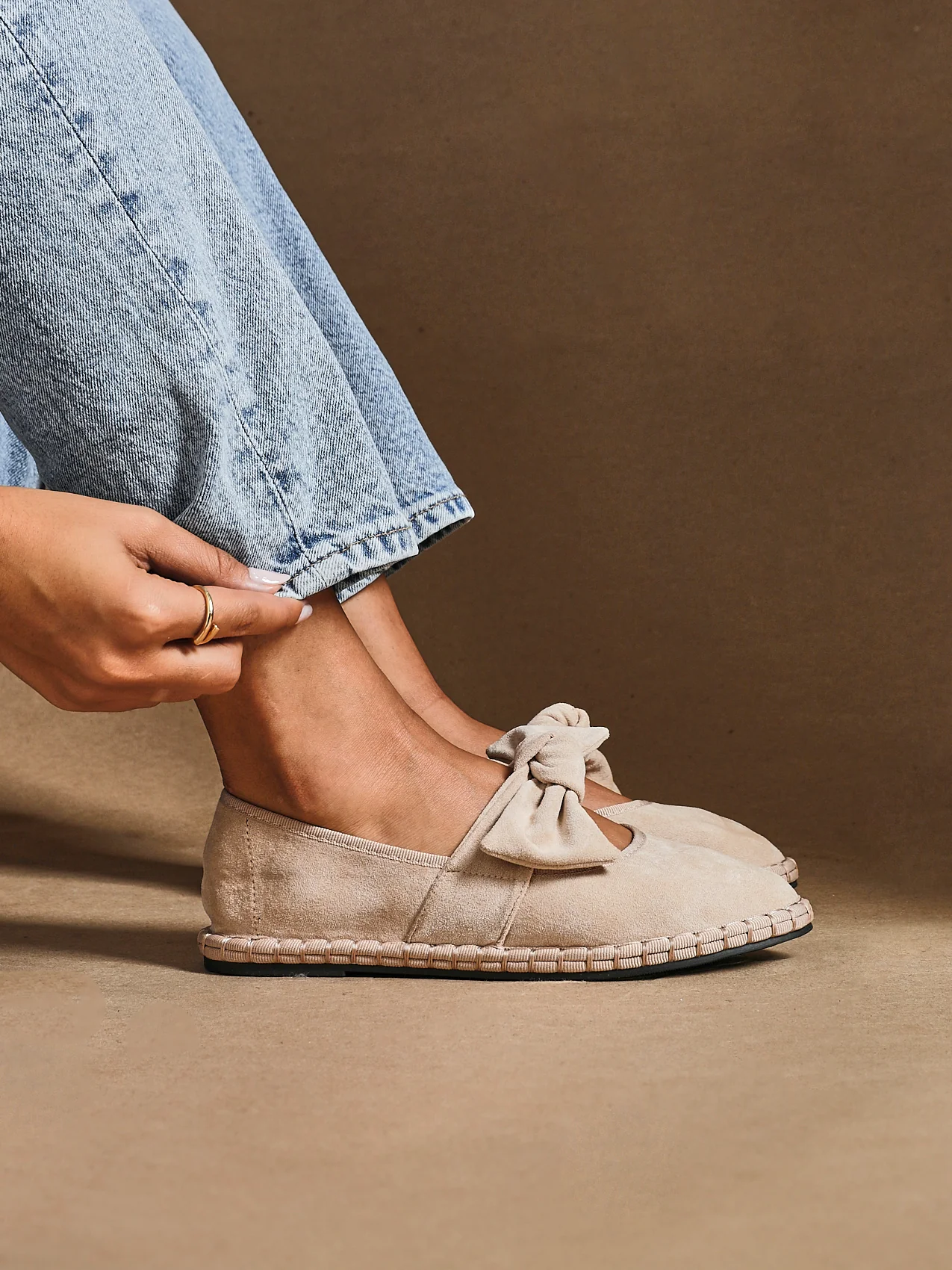 Pout Beige Faux Suede Pumps - Image 7