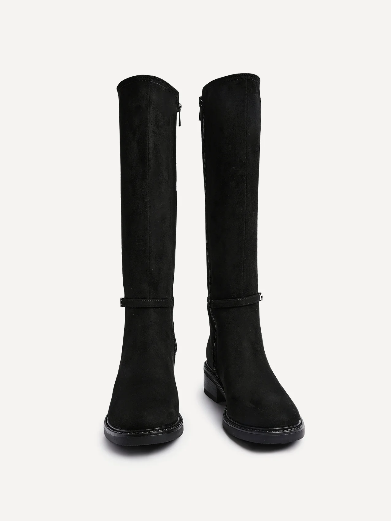 Power Black Faux Suede Riding Boots - Image 3