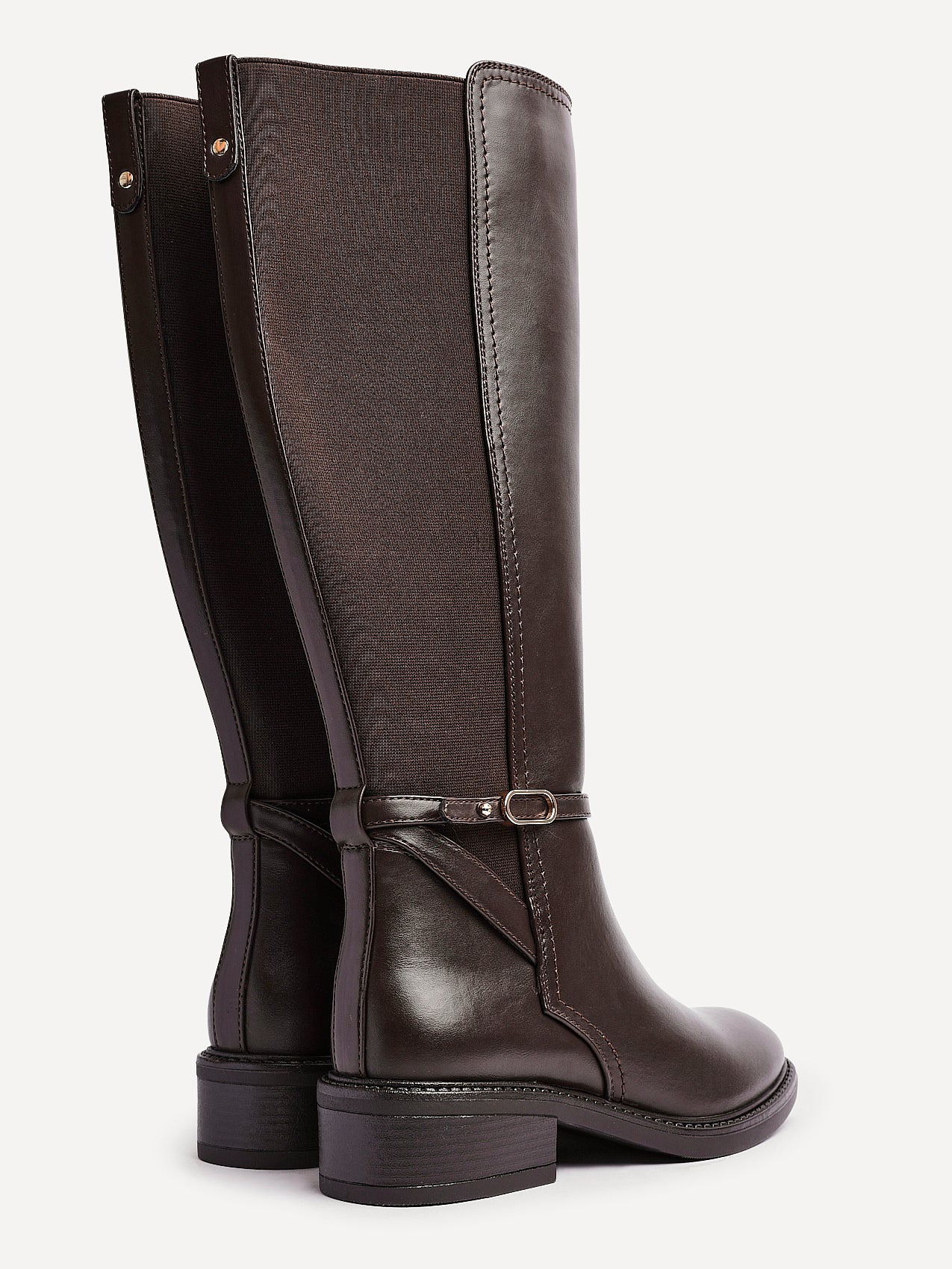 Power Brown Faux Leather Riding Boots - Image 4