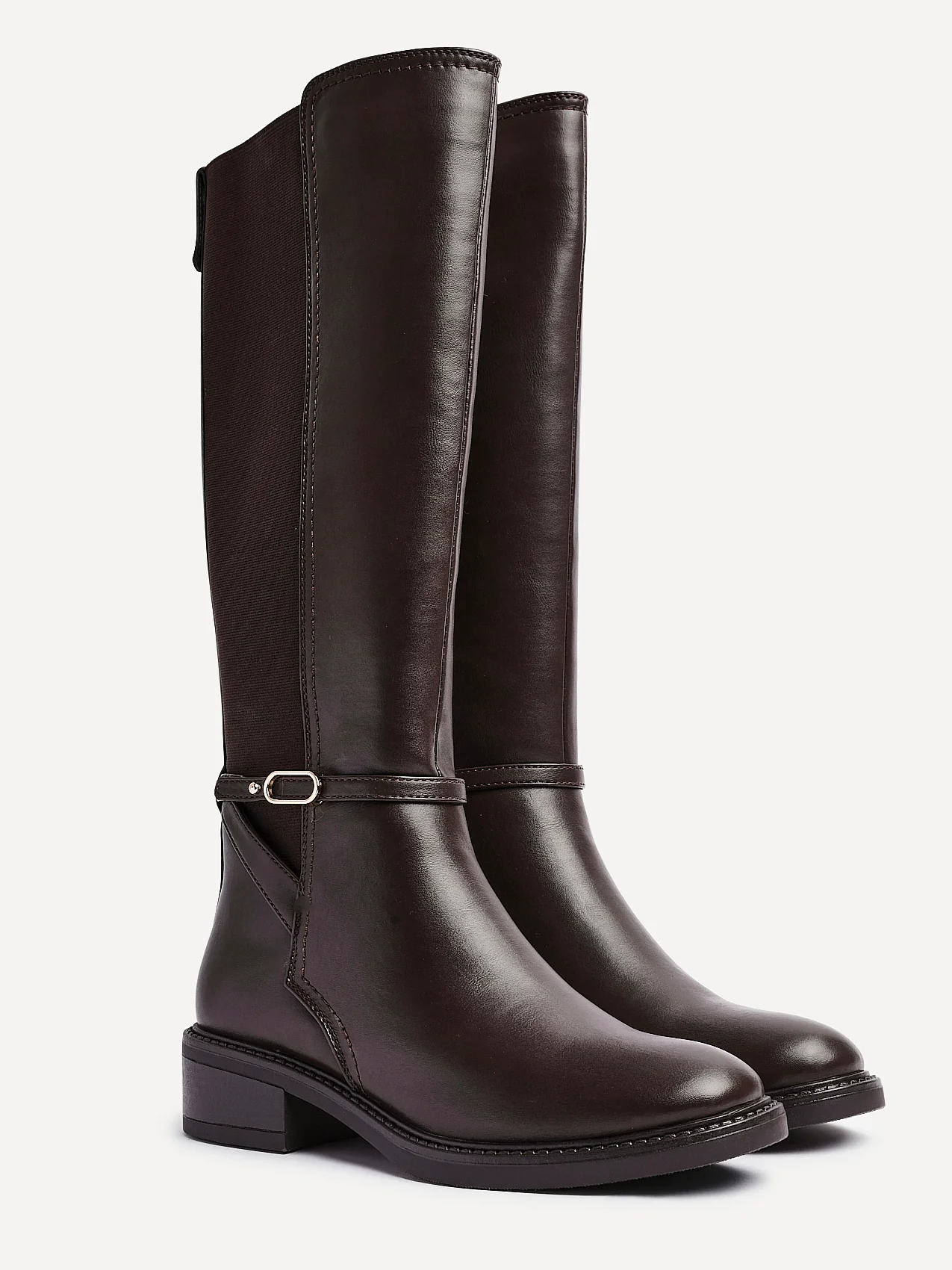Power Brown Faux Leather Riding Boots - Image 5