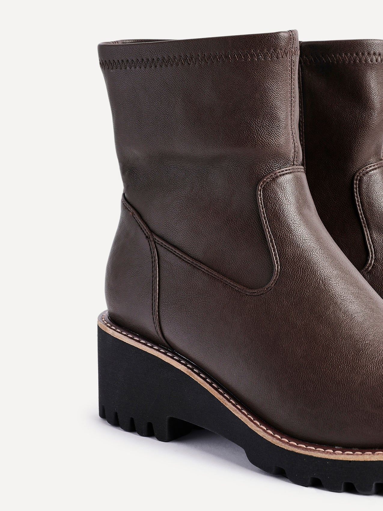 Pulse Wide Fit Brown Wedged Ankle Boots - Image 4