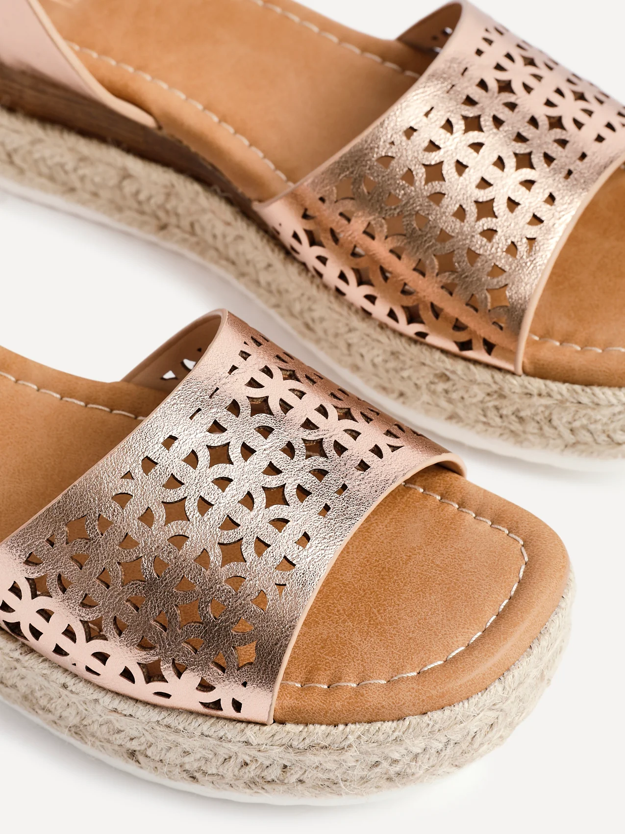 Radiance Rose Gold Flatform Sandals - Image 3
