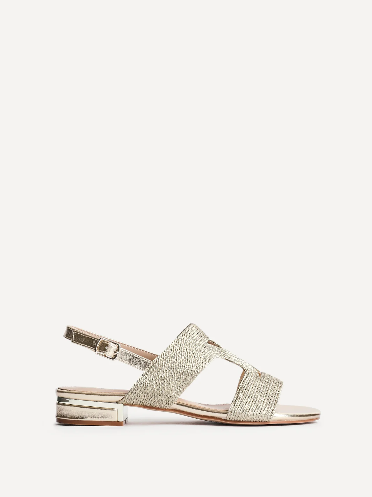 Reeva Gold Slingback Block Heel Sandals - Image 2