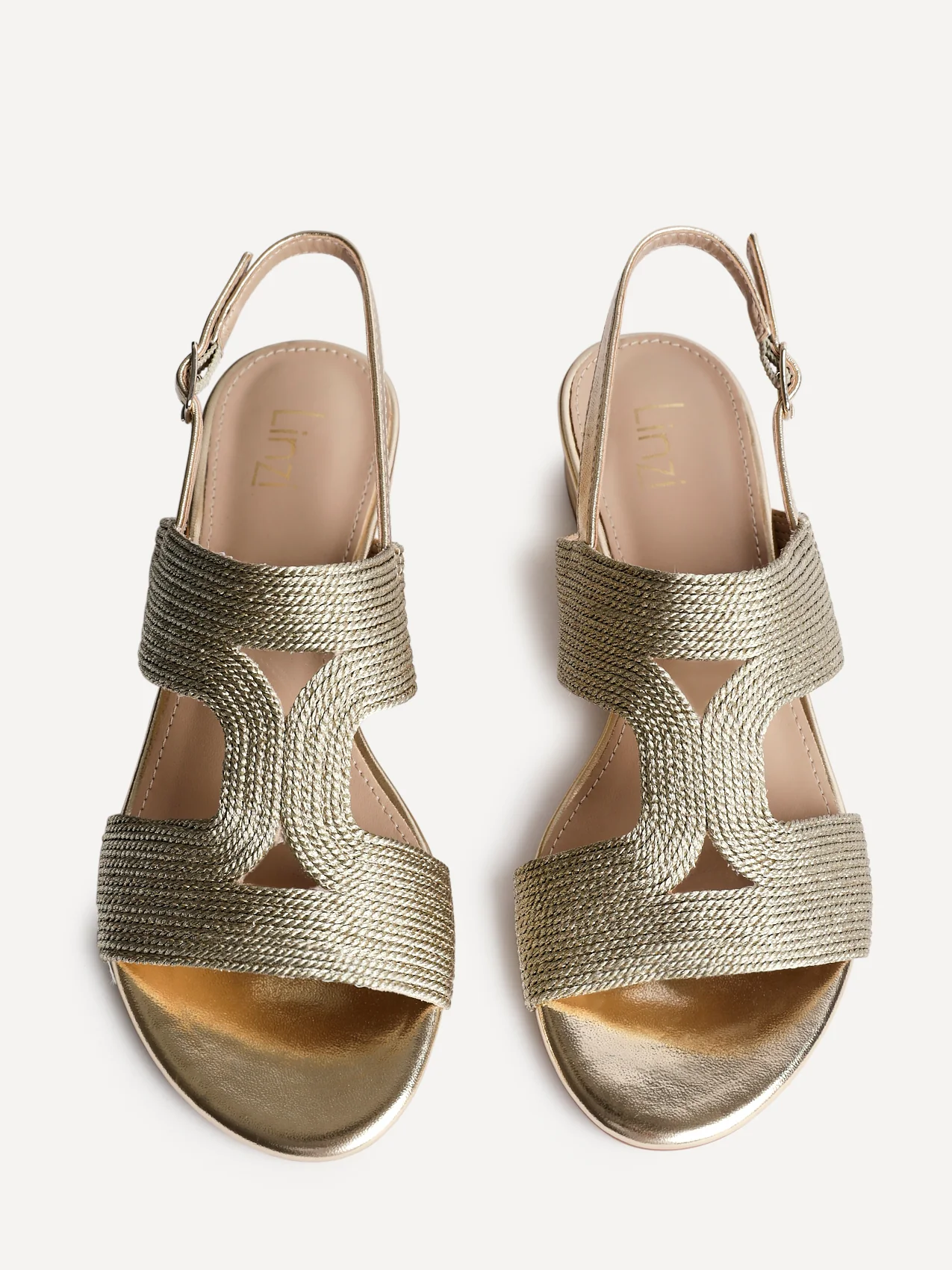 Reeva Gold Slingback Block Heel Sandals - Image 5