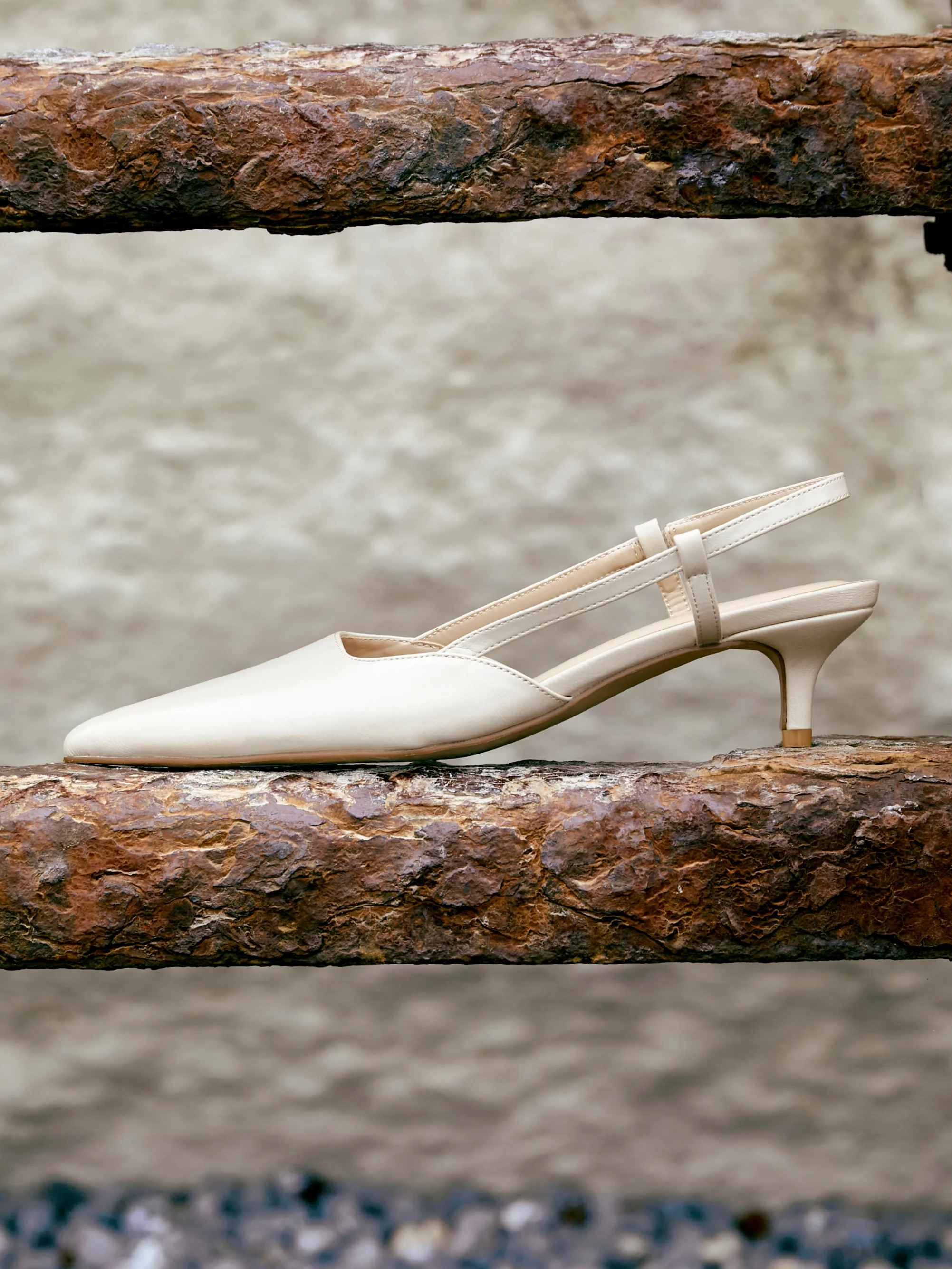 Refined Nude Slingback Kitten Heels - Image 5
