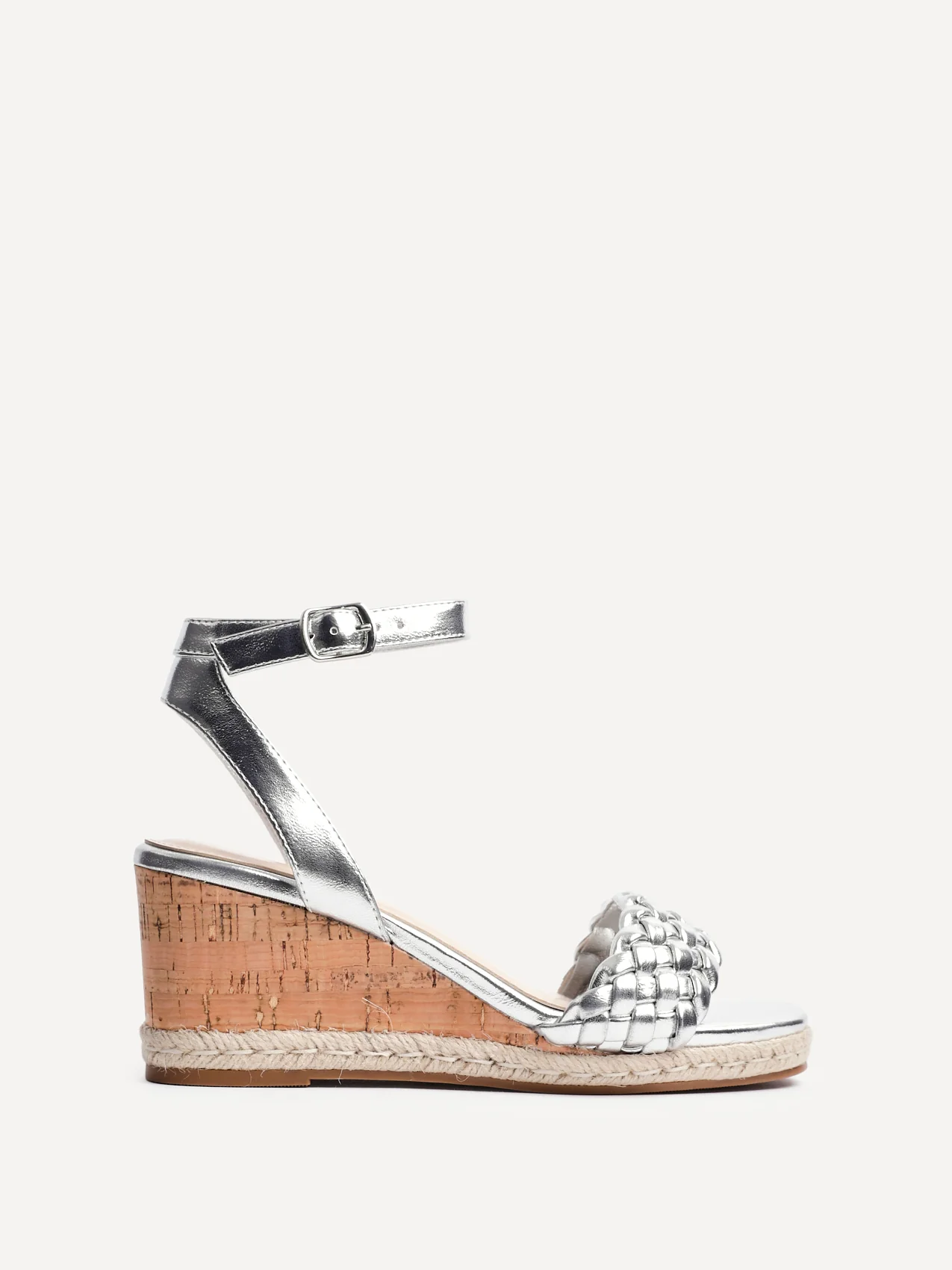 Regan Silver Faux Leather Wedge Sandals - Image 2