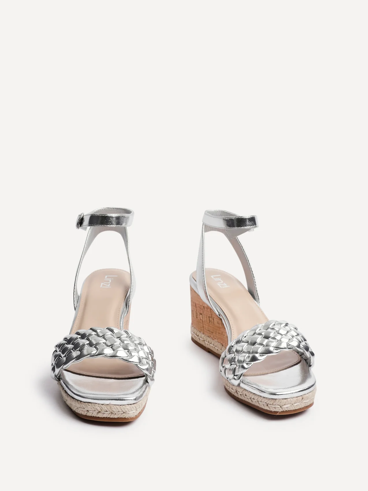 Regan Silver Faux Leather Wedge Sandals - Image 3