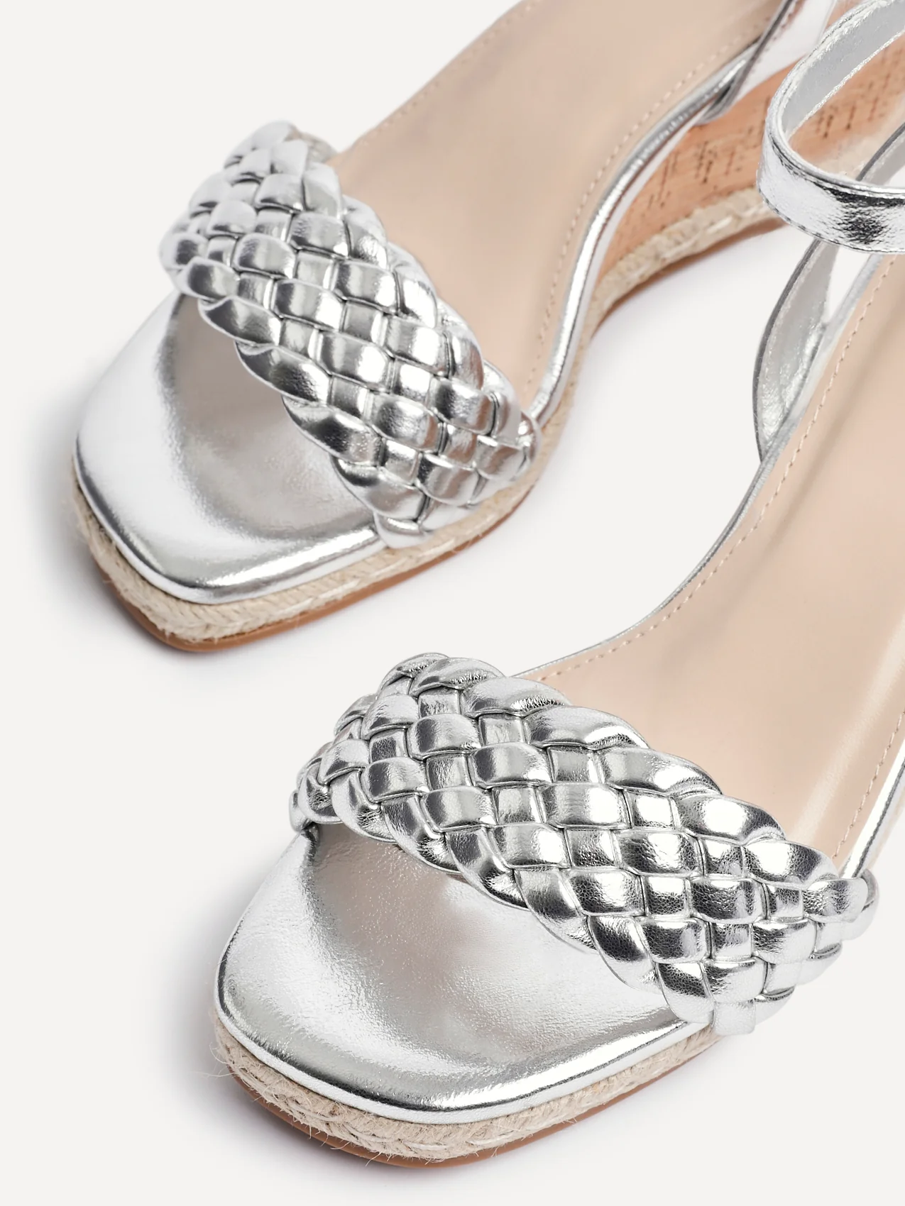 Regan Silver Faux Leather Wedge Sandals - Image 5