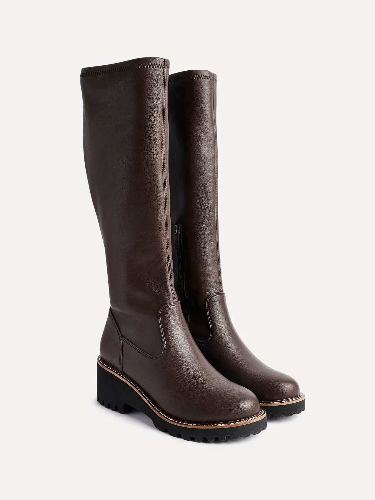 Resist Brown Wedge Long Boots - Image 5