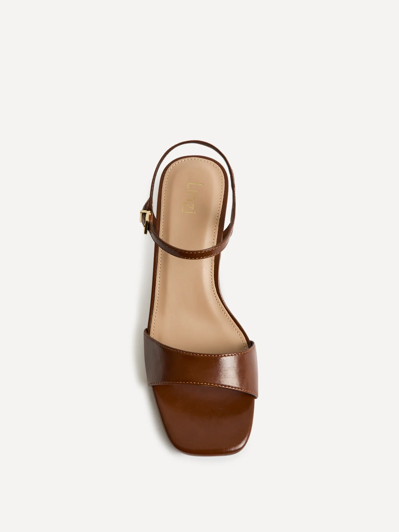 Reveal Brown Faux Leather Block Heeled Sandals - Image 4