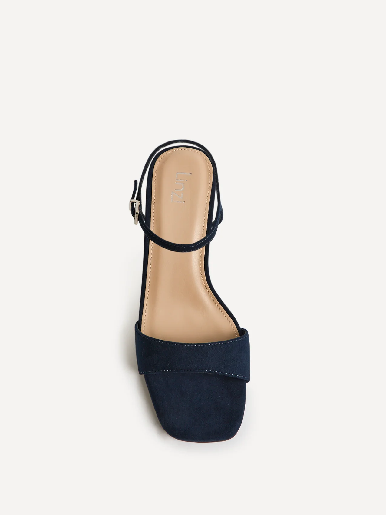 Reveal Navy Faux Suede Block Heeled Sandals - Image 4