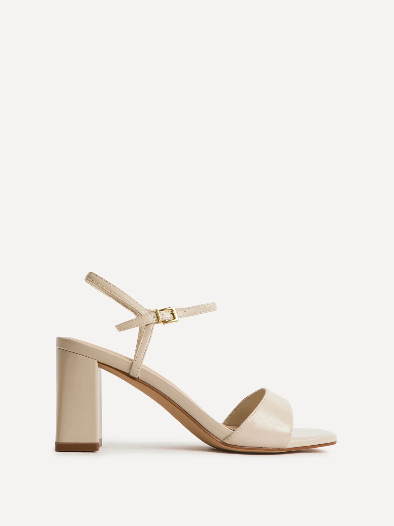 Reveal Nude Faux Leather Block Heeled Sandals - Image 2