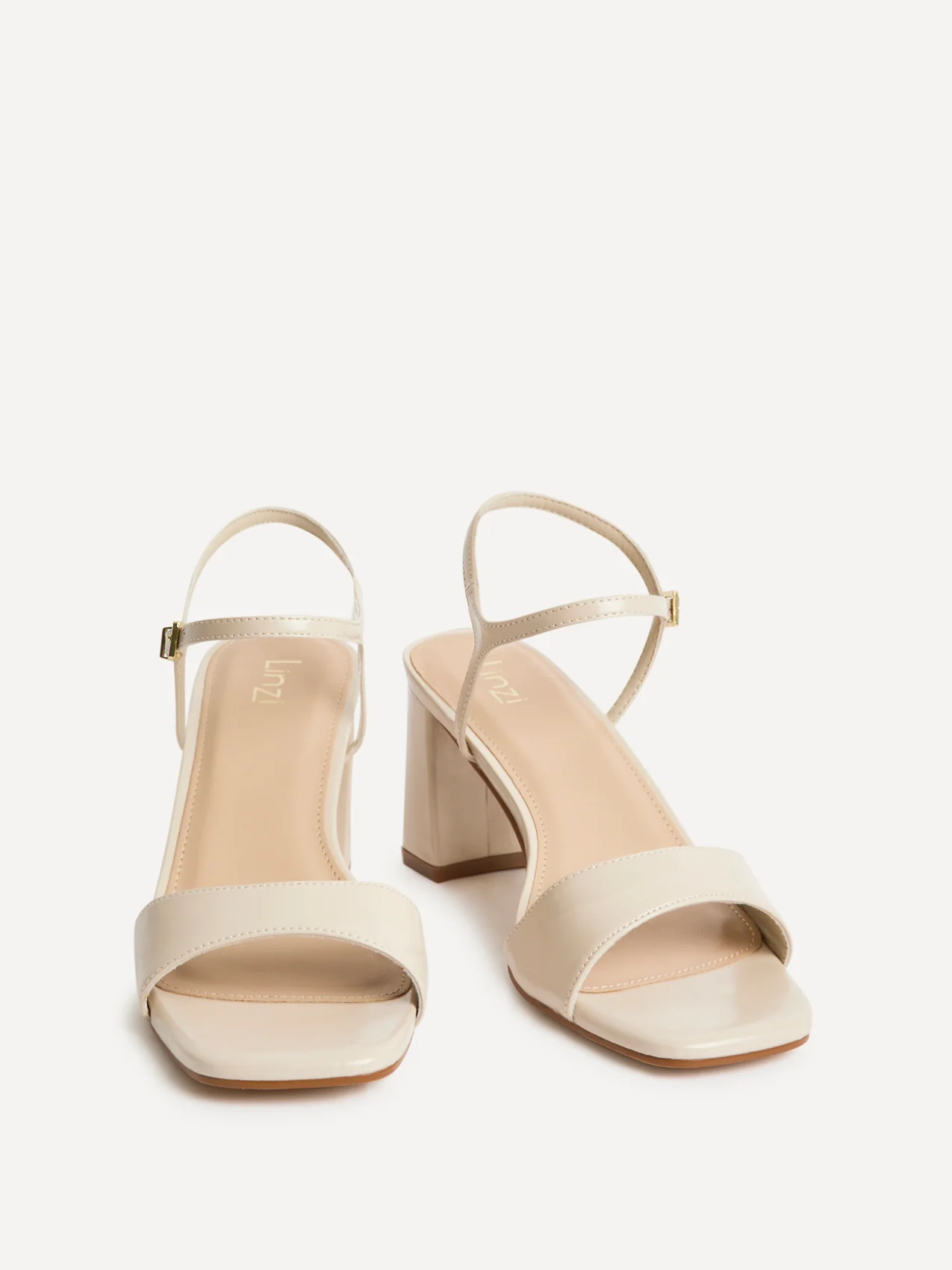 Reveal Nude Faux Leather Block Heeled Sandals - Image 3
