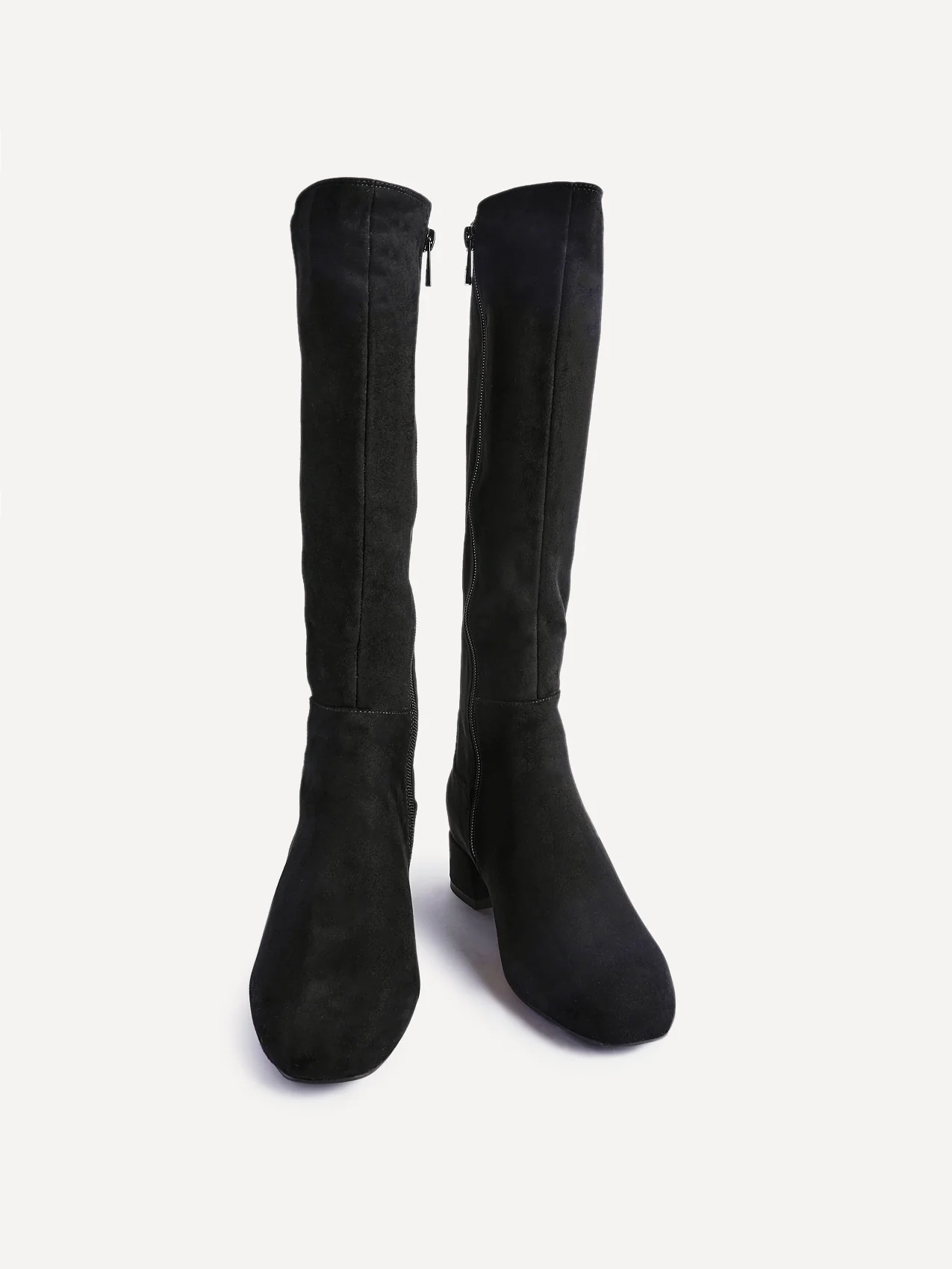 Revolve Black Faux Suede Block Heel Long Boots - Image 3